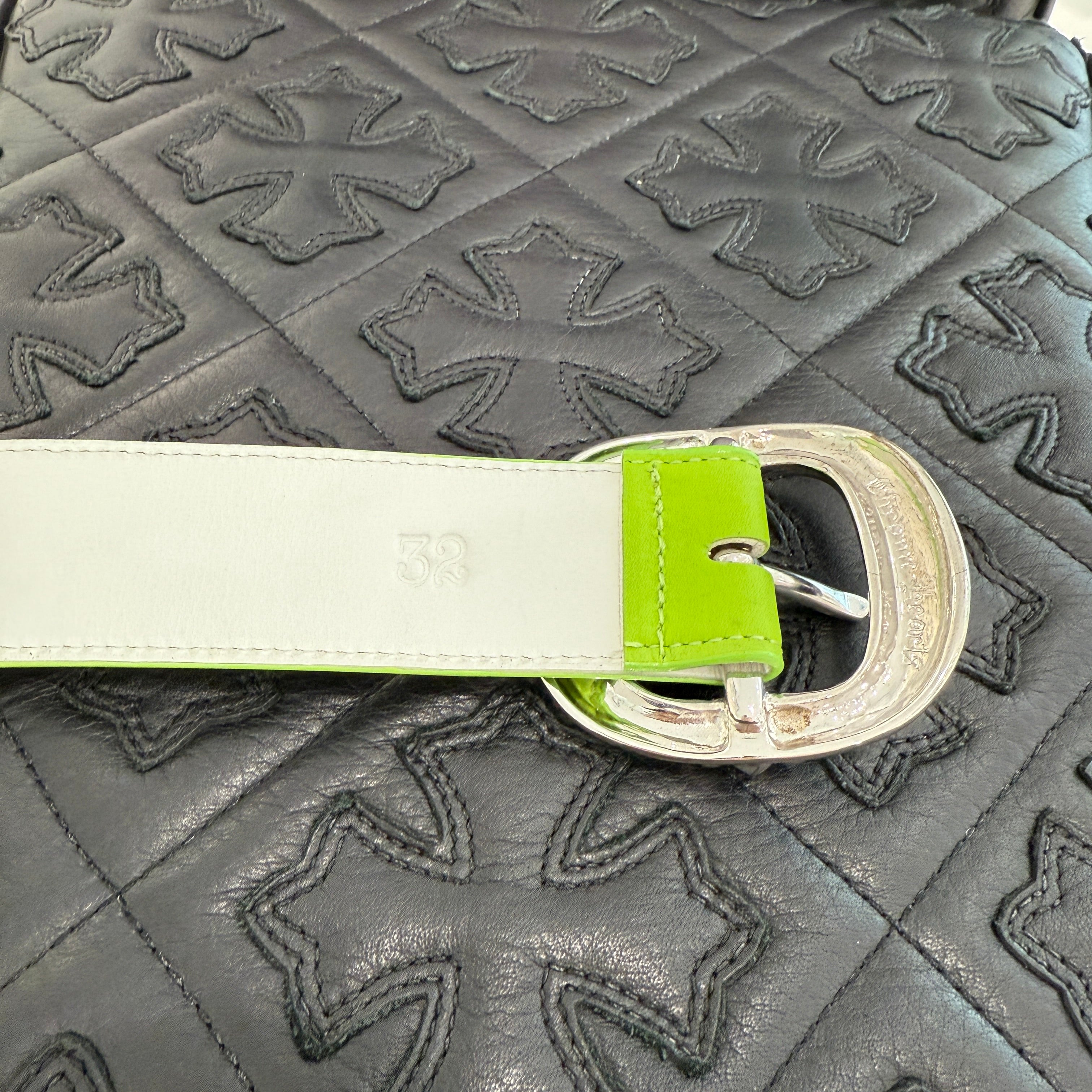 CHROME HEARTS Gunslinger Neon Green Leather Belt Size 32 クロムハーツ ガンスリンガー ネオングリーン レザーベルト サイズ32
