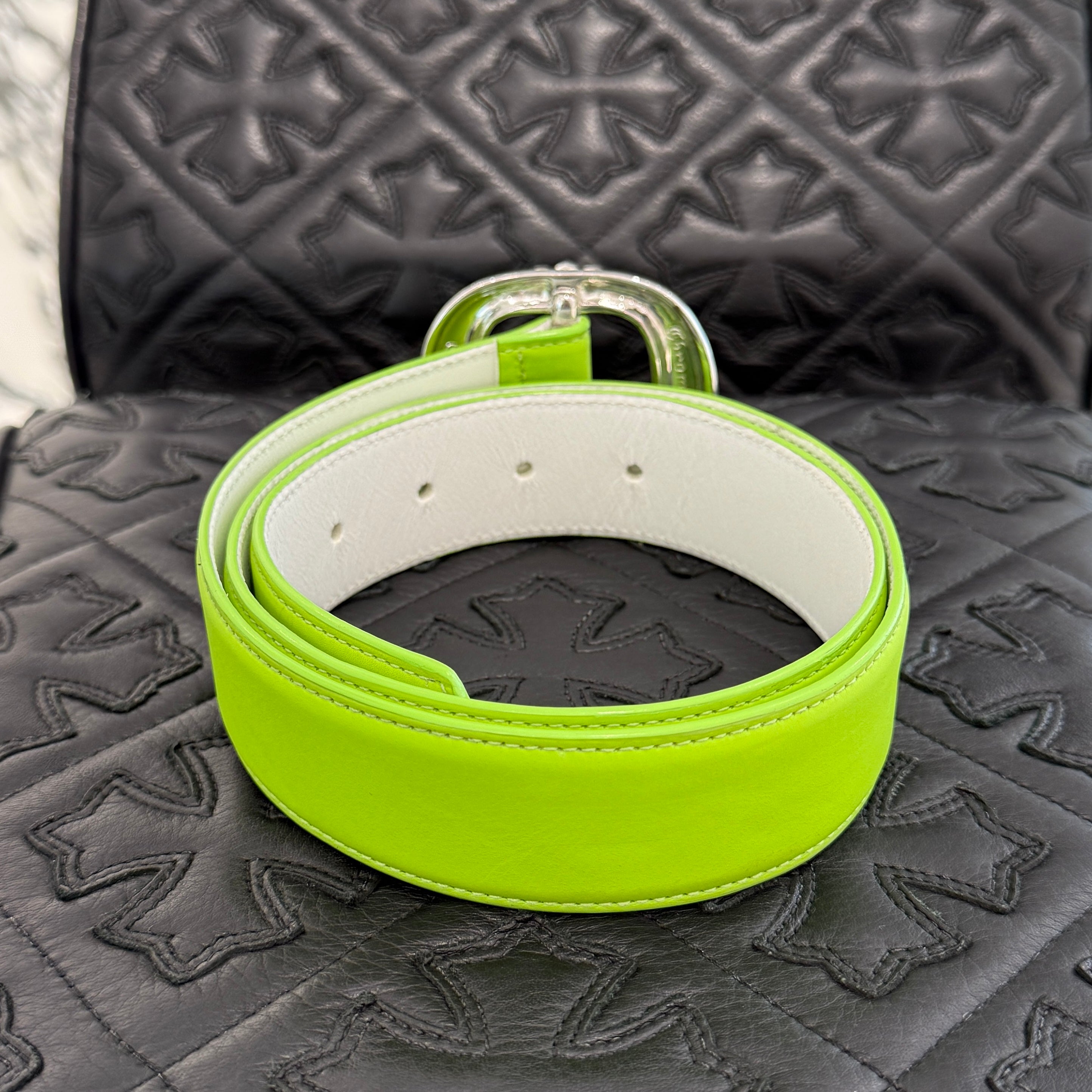 CHROME HEARTS Gunslinger Neon Green Leather Belt Size 32 クロムハーツ ガンスリンガー ネオングリーン レザーベルト サイズ32
