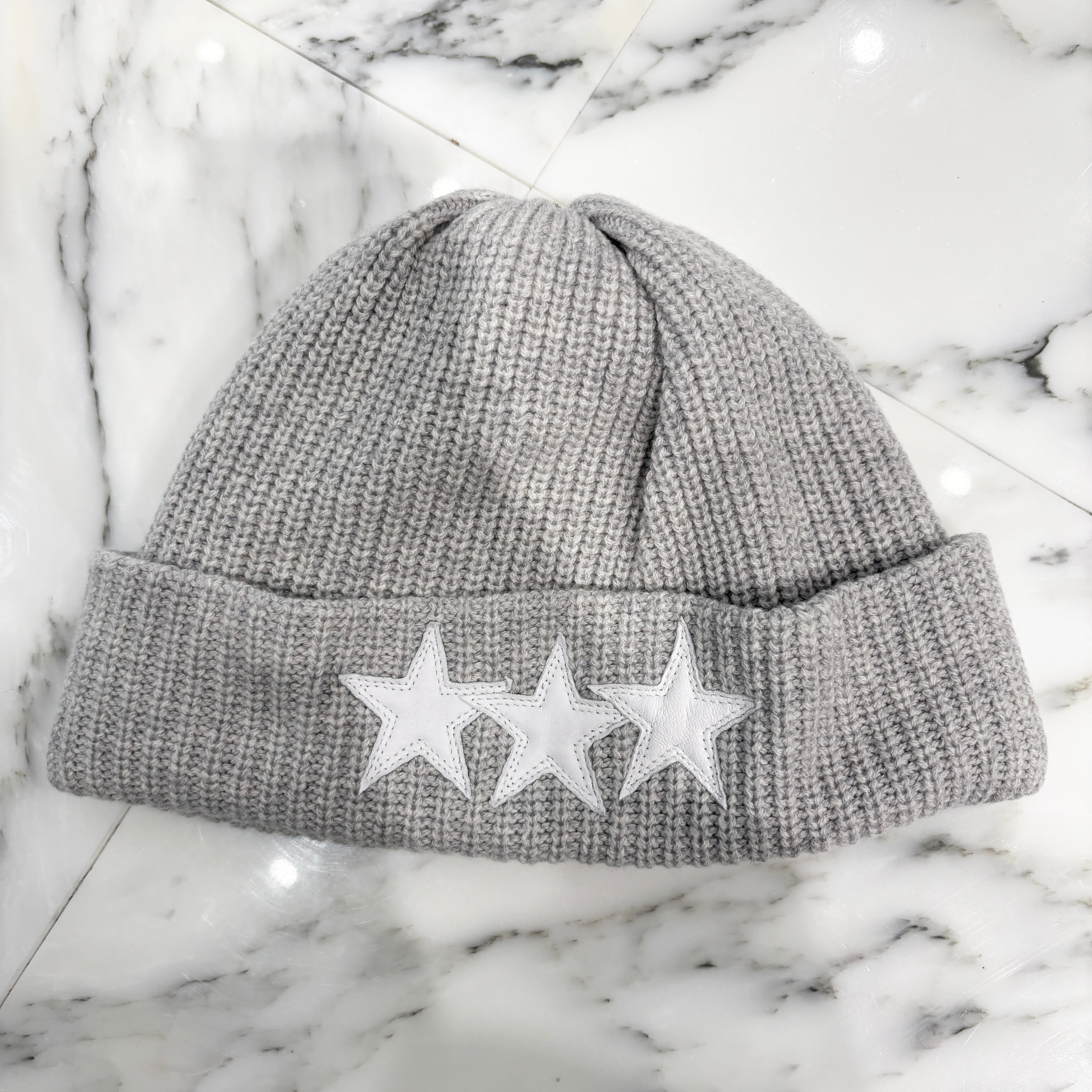 CHROME HEARTS 3 Star Leather Patch Cashmere Beanie Size ONE SIZE（53-60）クロムハーツ 3スター レザーパッチ カシミアビーニー サイズONE SIZE（53-60）