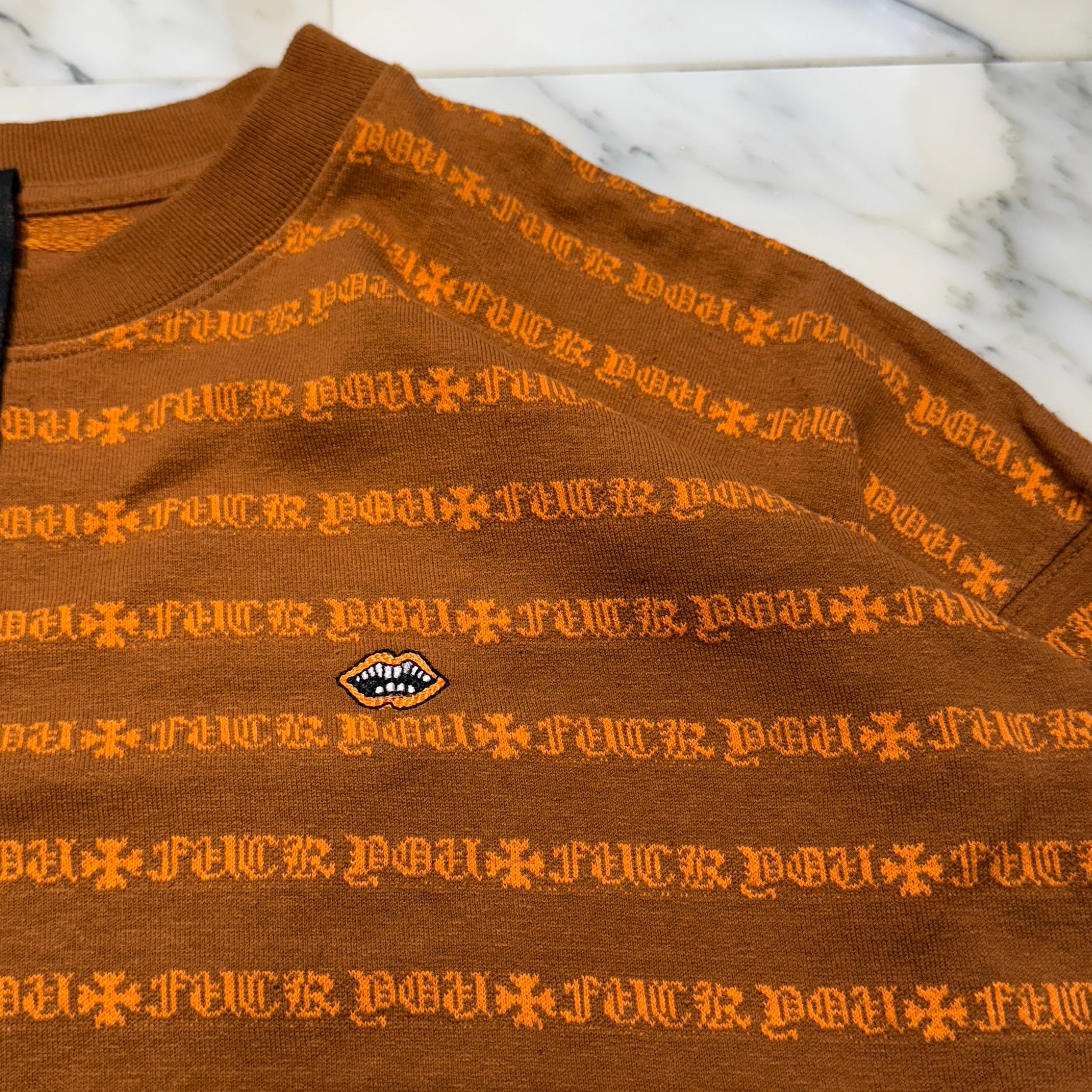 CHROME HEARTS × MATTY BOY Y NOT Chomper Embroidery Stripe Polo Tee Size M クロムハーツ × マッティボーイ チョンパー刺繍 ストライプ ポロシャツ サイズM