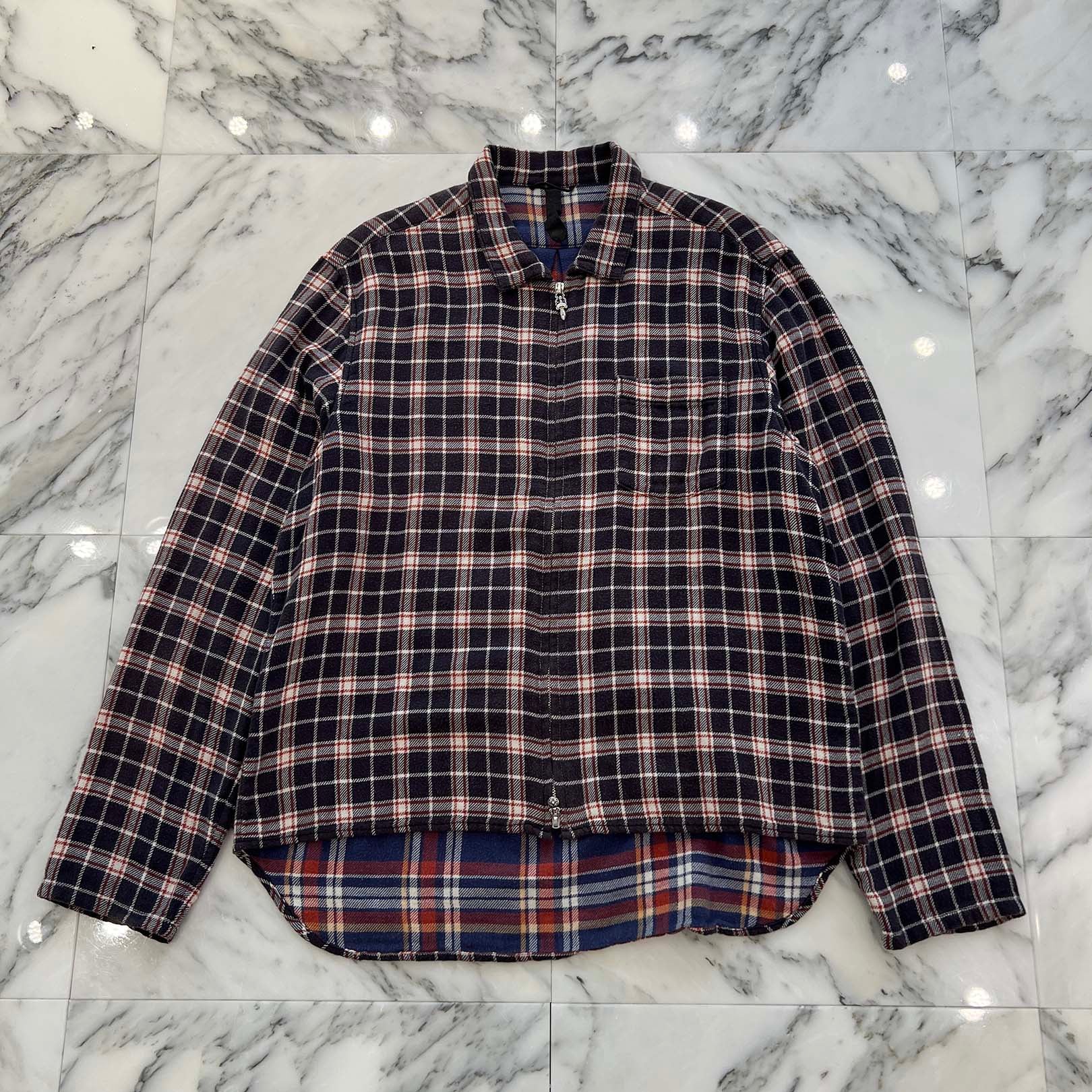 CHROME HEARTS Y NOT HEYWOOD Zip Up Check Shirt Size L クロムハーツ ワイノット ヘイウッド ジップアップ チェックシャツ サイズL