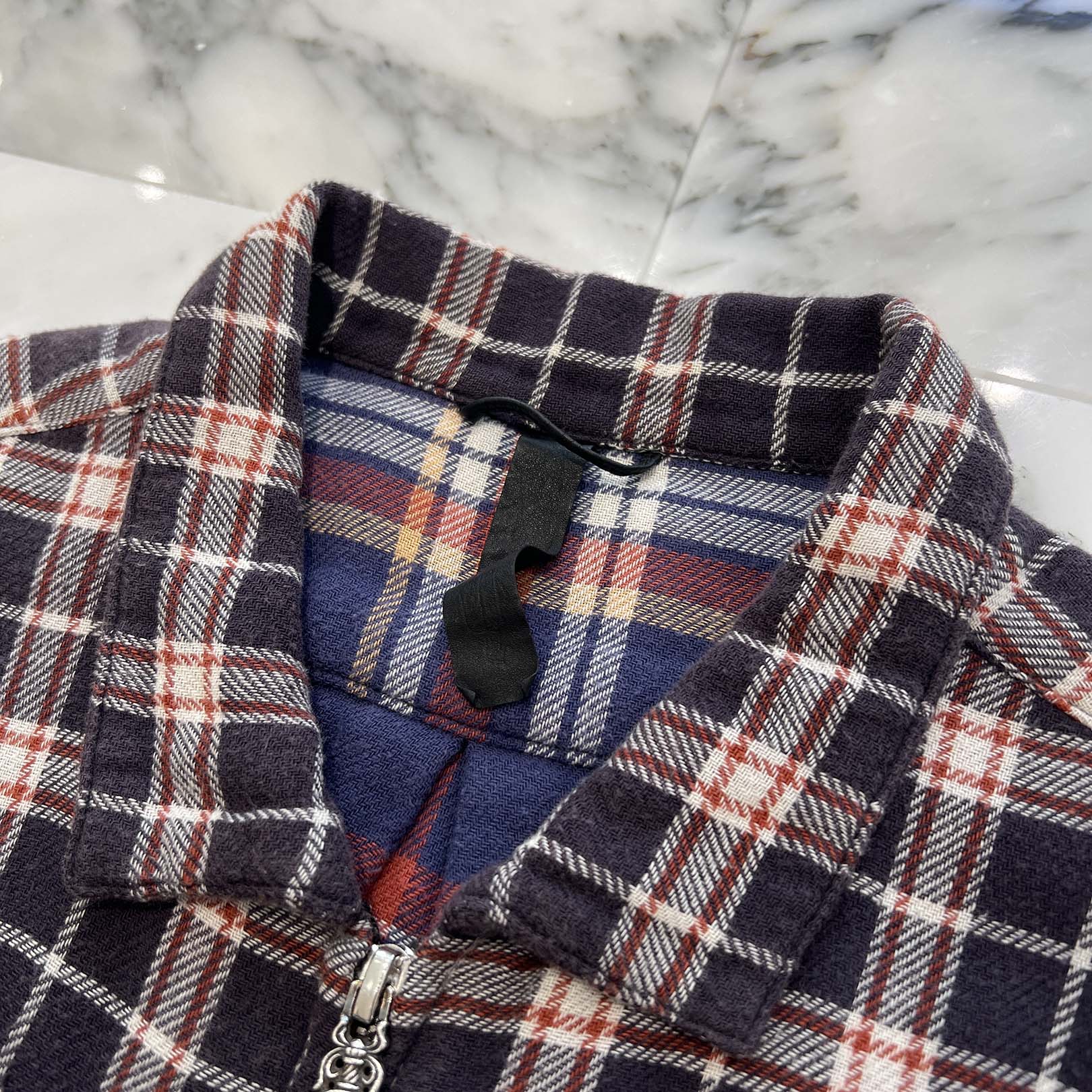 CHROME HEARTS Y NOT HEYWOOD Zip Up Check Shirt Size L クロムハーツ ワイノット ヘイウッド ジップアップ チェックシャツ サイズL