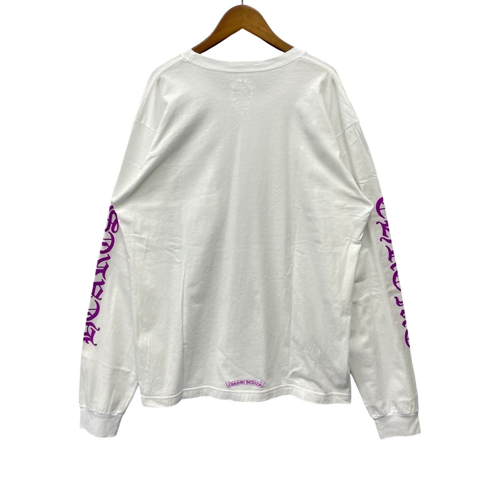 CHROME HEARTS Old English Neck Logo Pastel Purple Long Sleeve Tee Size XL