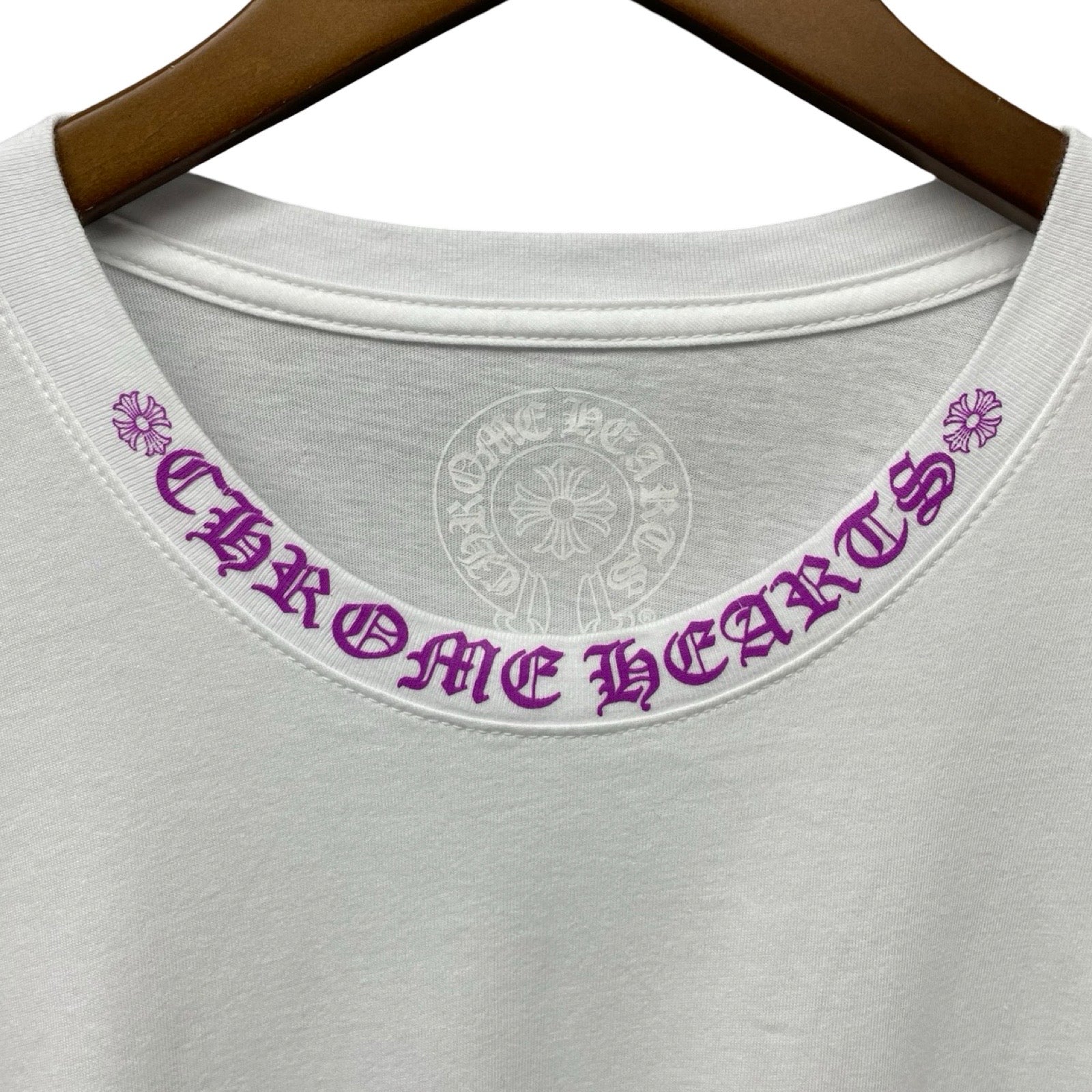 CHROME HEARTS Old English Neck Logo Pastel Purple Long Sleeve Tee Size XL