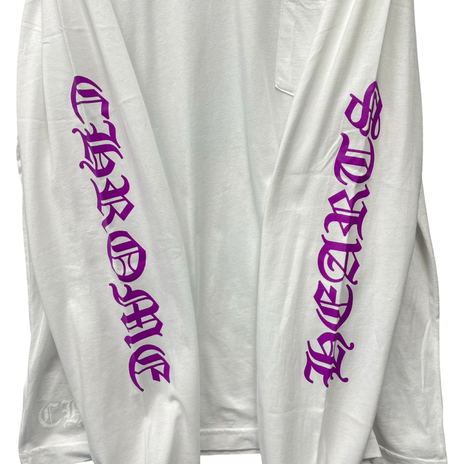 CHROME HEARTS Old English Neck Logo Pastel Purple Long Sleeve Tee Size XL