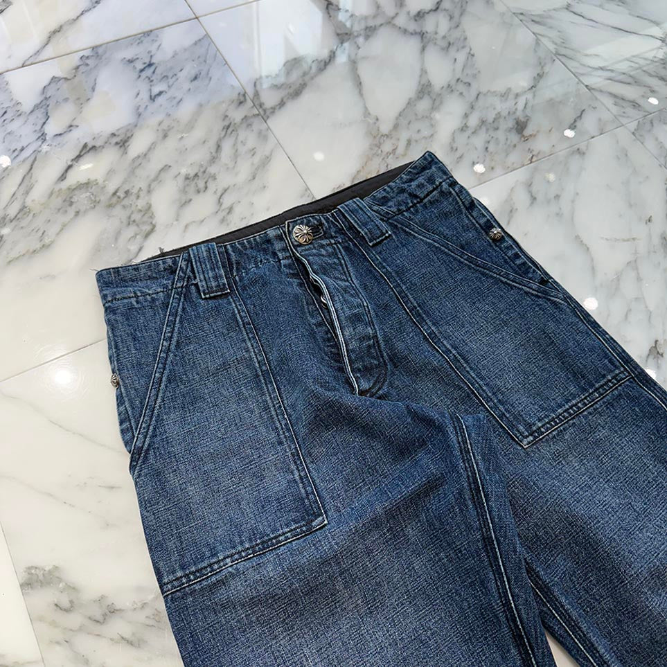 CHROME HEARTS Cross Ball Button FATIGUE Wash Denim Pants Size 30 クロムハーツ クロスボールボタン ファティーグ ウォッシュ デニムパンツ サイズ30
