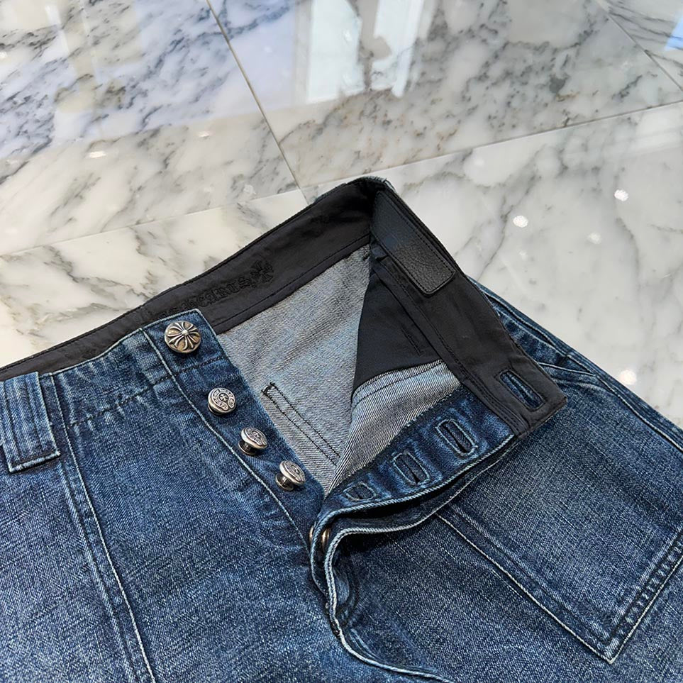 CHROME HEARTS Cross Ball Button FATIGUE Wash Denim Pants Size 30 クロムハーツ クロスボールボタン ファティーグ ウォッシュ デニムパンツ サイズ30