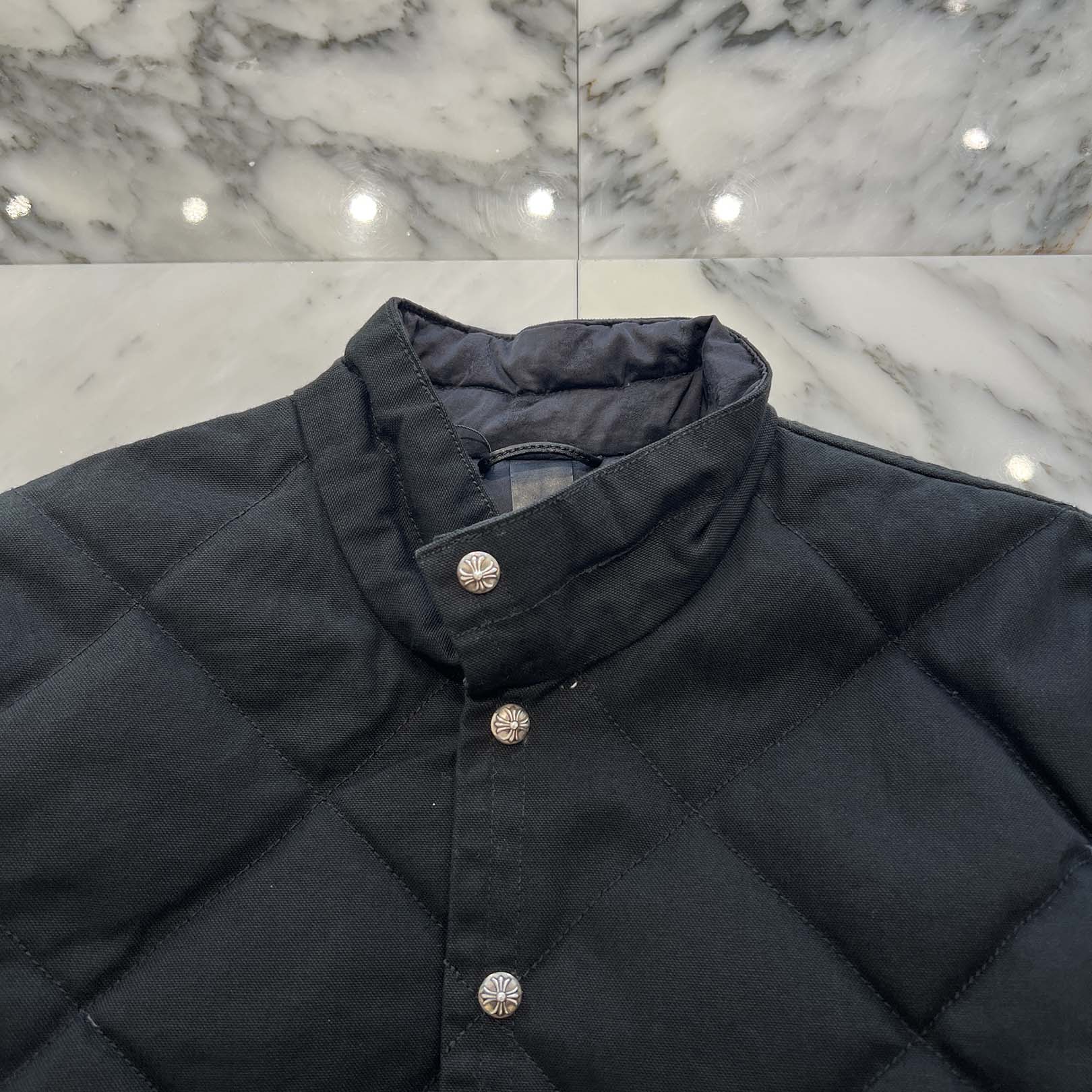 CHROME HEARTS Y NOT Cross Ball Button Quilted Jacket Size M クロムハーツ ワイノット クロスボールボタン キルティングジャケット サイズM