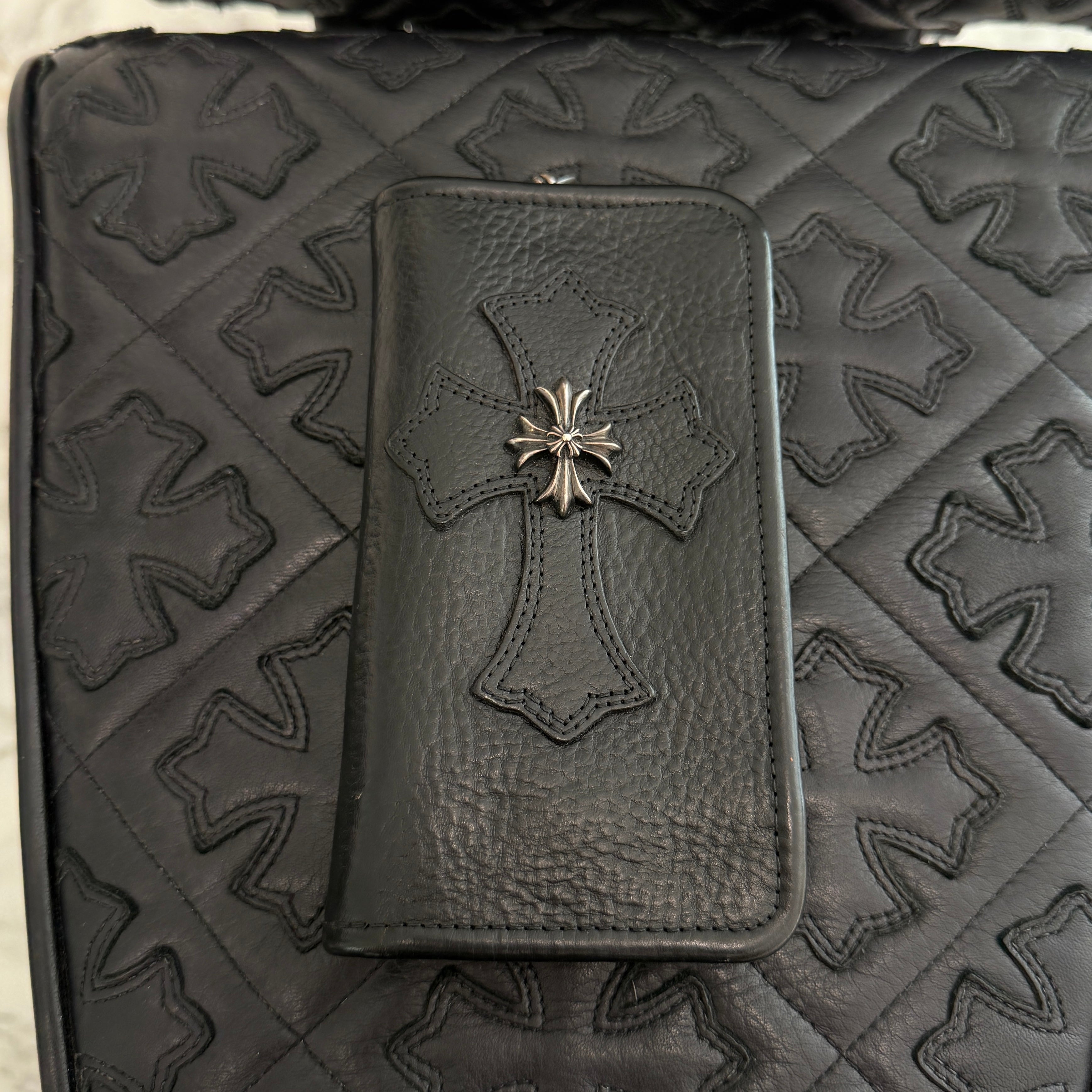CHROME HEARTS CH PLUS 1 Cross Leather Patch Card Case クロムハーツ CHプラス 1クロスレザーパッチ カードケース