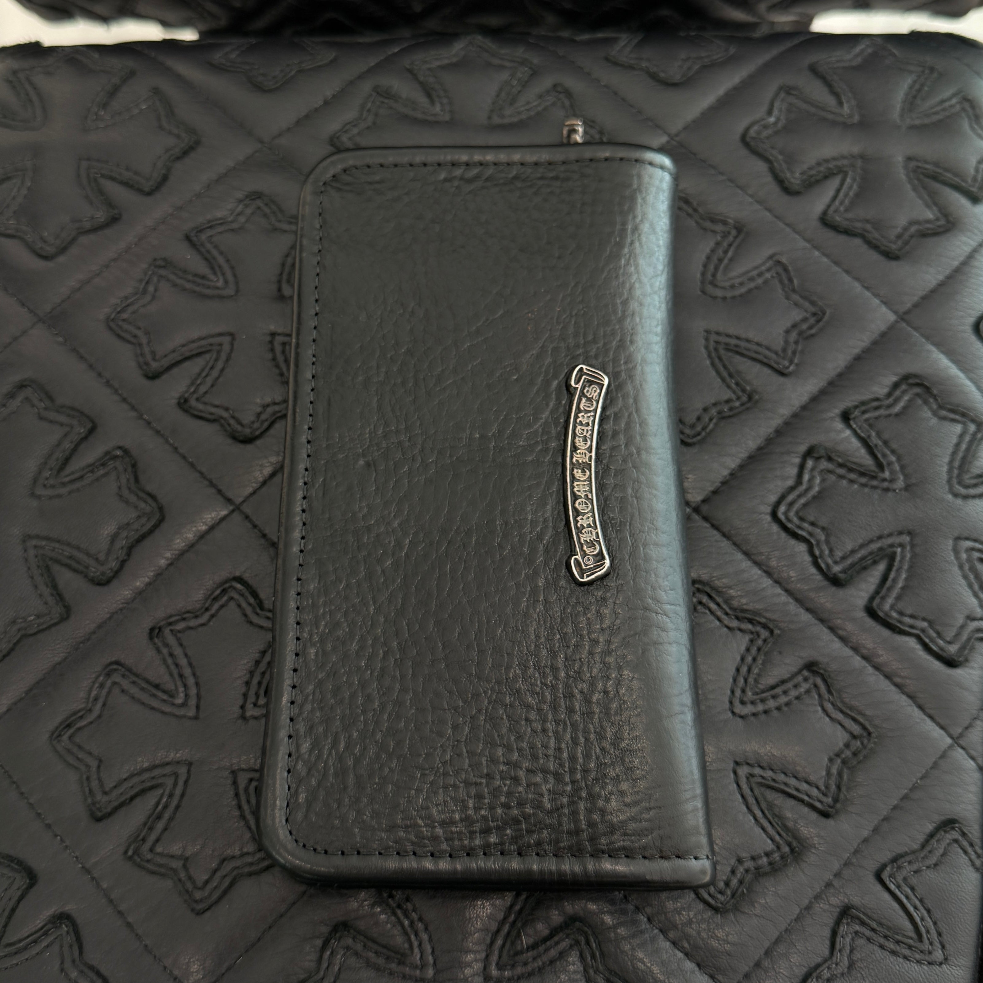 CHROME HEARTS CH PLUS 1 Cross Leather Patch Card Case クロムハーツ CHプラス 1クロスレザーパッチ カードケース