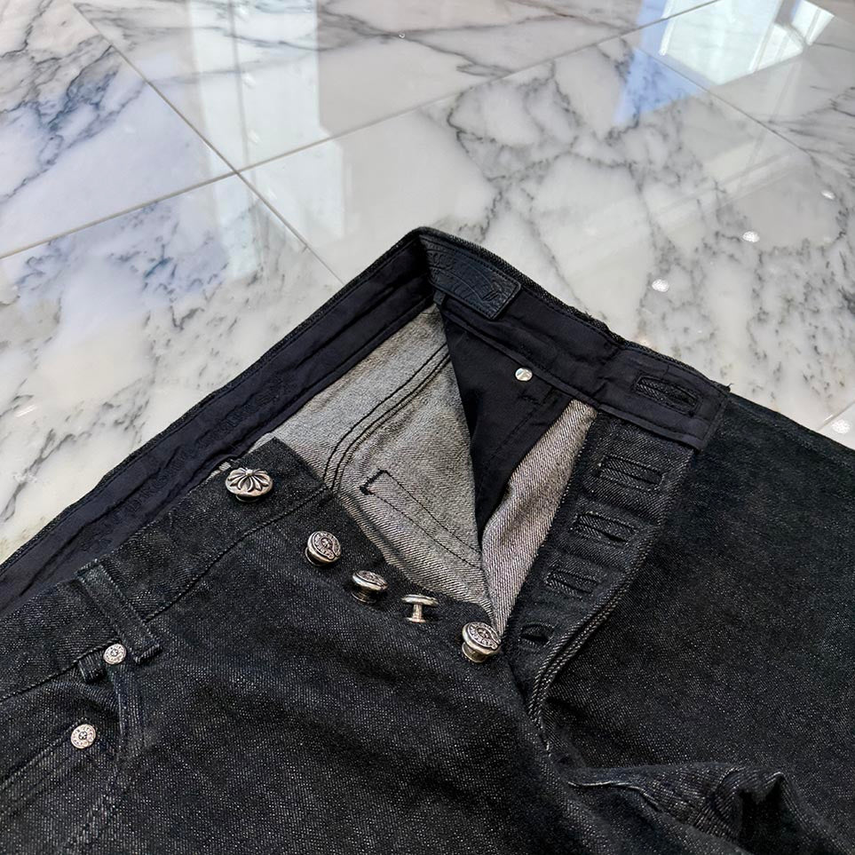 CHROME HEARTS Flare Knee Star Leather Patch Denim Pants Size 32 クロムハーツ フレアニー スターレザーパッチ デニムパンツ サイズ32