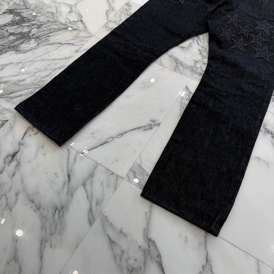 CHROME HEARTS Flare Knee Star Leather Patch Denim Pants Size 32 クロムハーツ フレアニー スターレザーパッチ デニムパンツ サイズ32