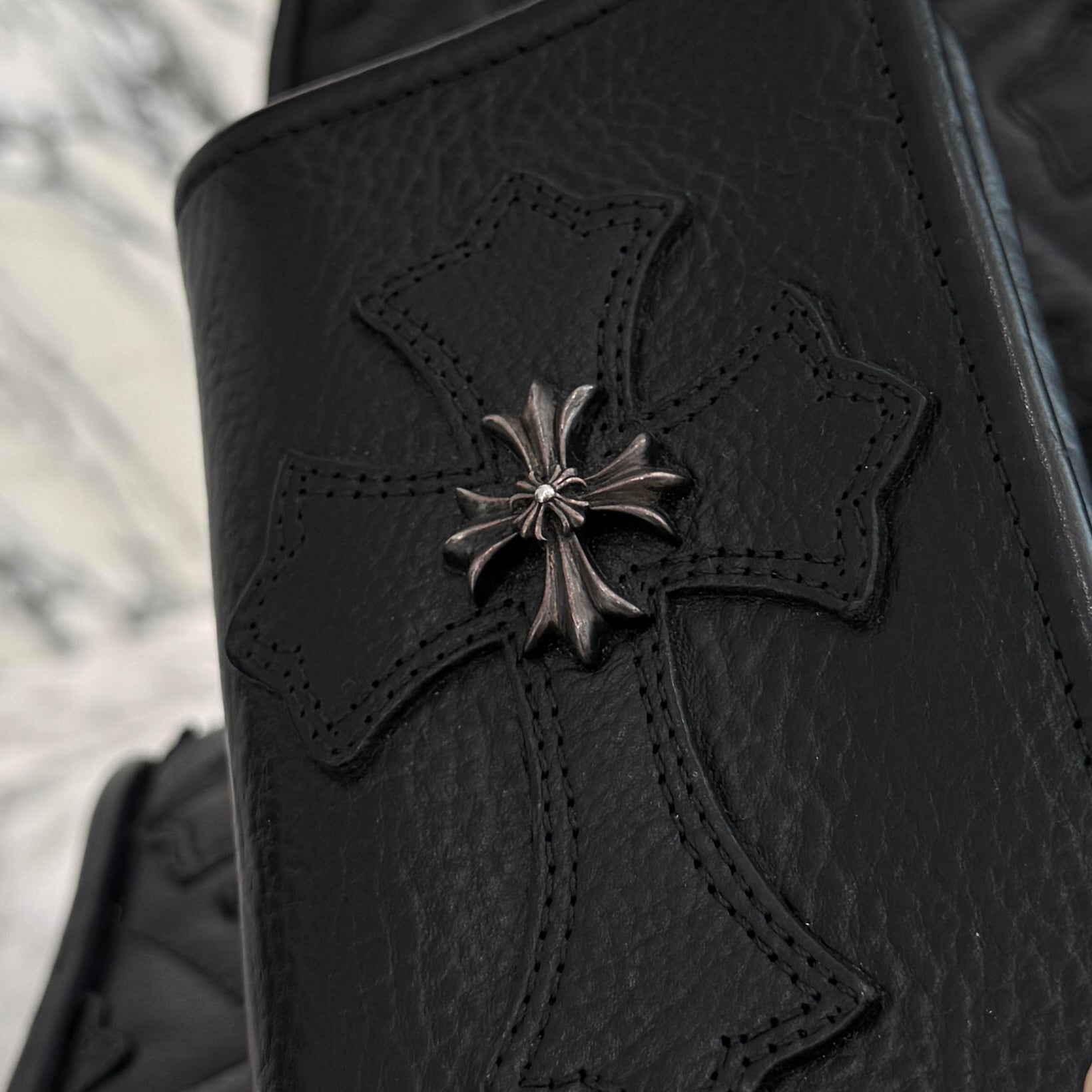 CHROME HEARTS CH PLUS 1 Cross Leather Patch Card Case クロムハーツ CHプラス 1クロスレザーパッチ カードケース