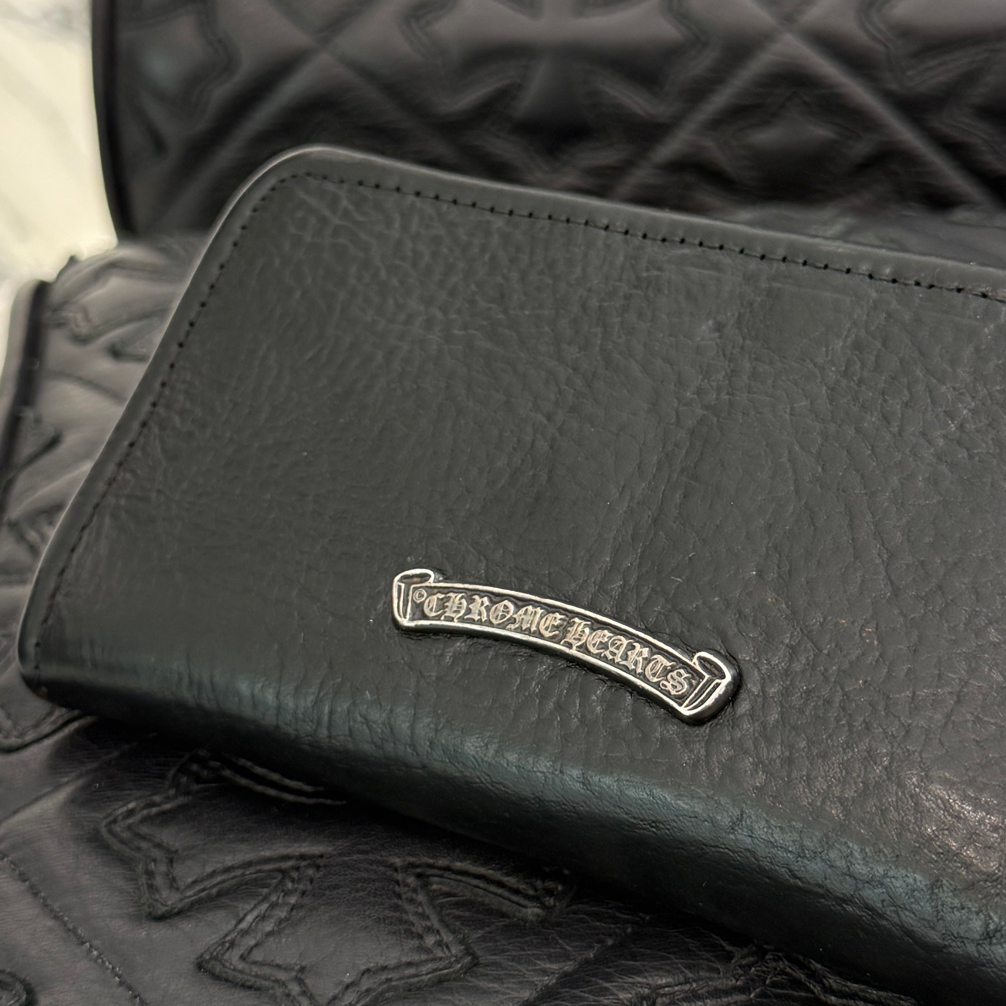 CHROME HEARTS CH PLUS 1 Cross Leather Patch Card Case クロムハーツ CHプラス 1クロスレザーパッチ カードケース