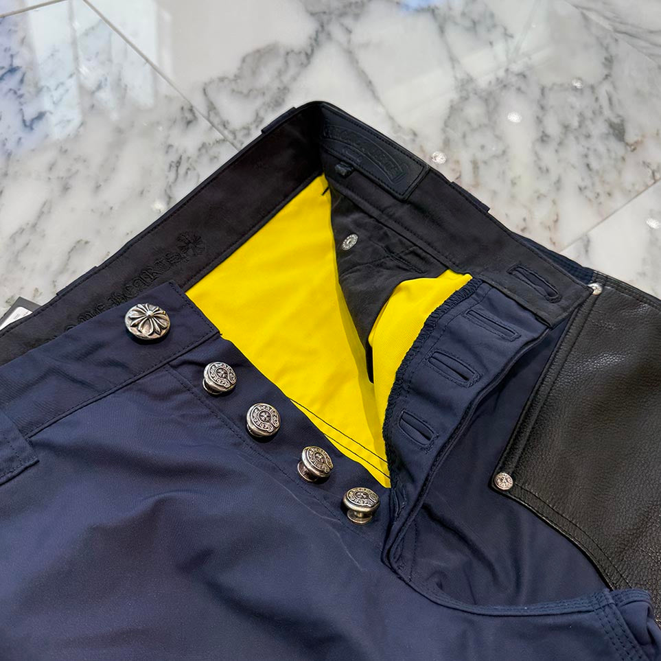 CHROME HEARTS Carpenter Leather Double Knee Nylon Leather Cross Patch Pants Size 30 クロムハーツ カーペンター レザーダブルニー ナイロン レザークロスパッチ ロングパンツ サイズ30