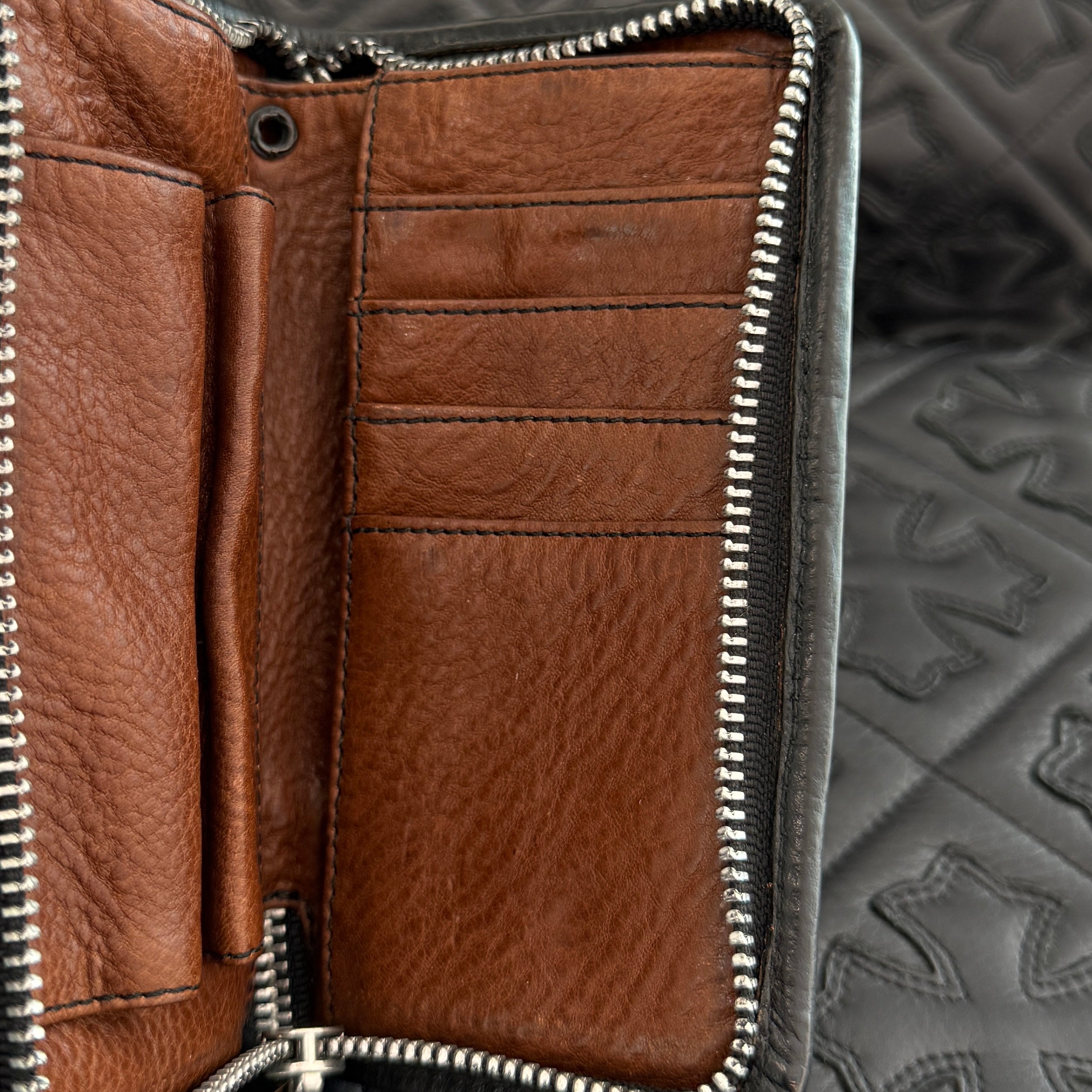 CHROME HEARTS CH PLUS 1 Cross Leather Patch Card Case クロムハーツ CHプラス 1クロスレザーパッチ カードケース