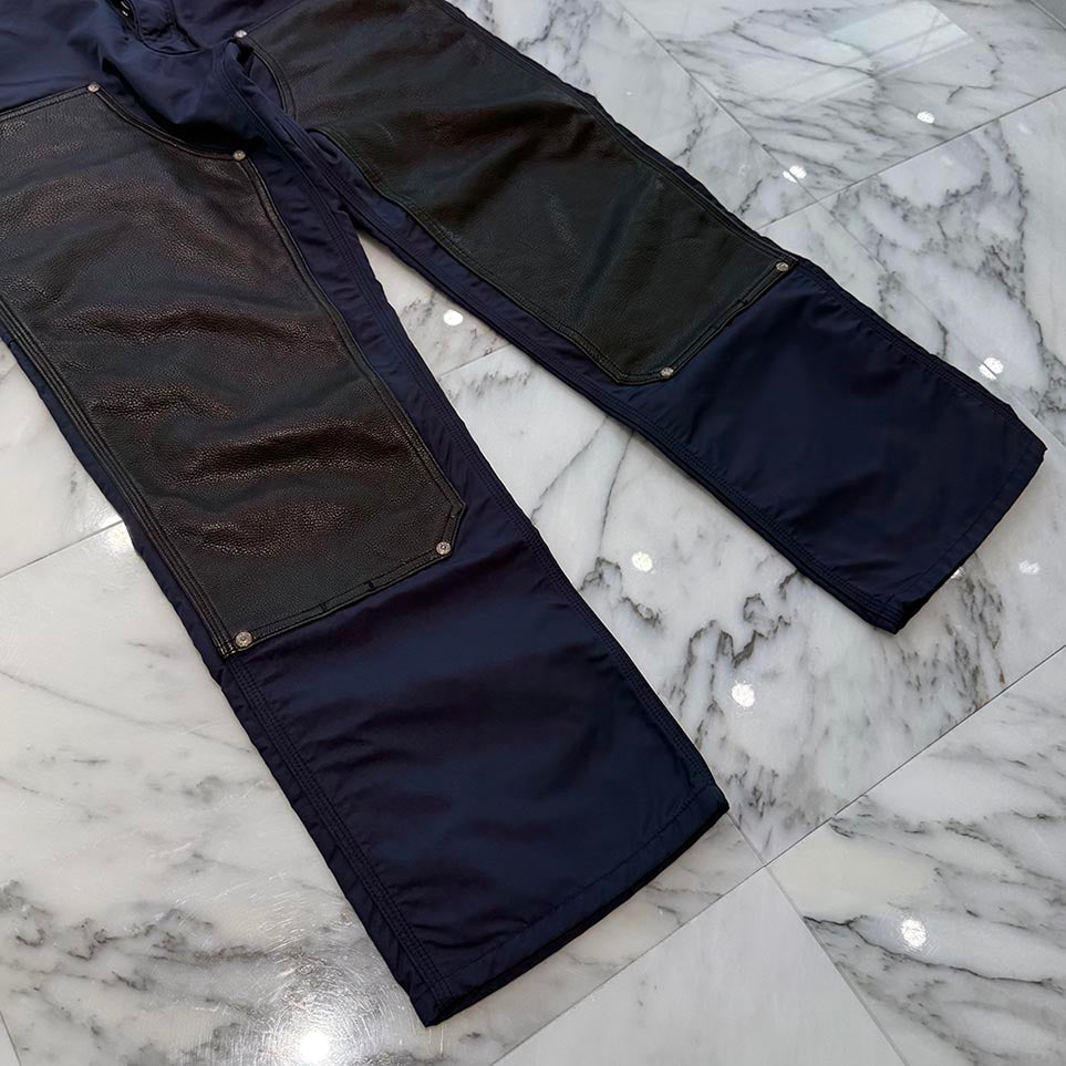 CHROME HEARTS Carpenter Leather Double Knee Nylon Leather Cross Patch Pants Size 30 クロムハーツ カーペンター レザーダブルニー ナイロン レザークロスパッチ ロングパンツ サイズ30