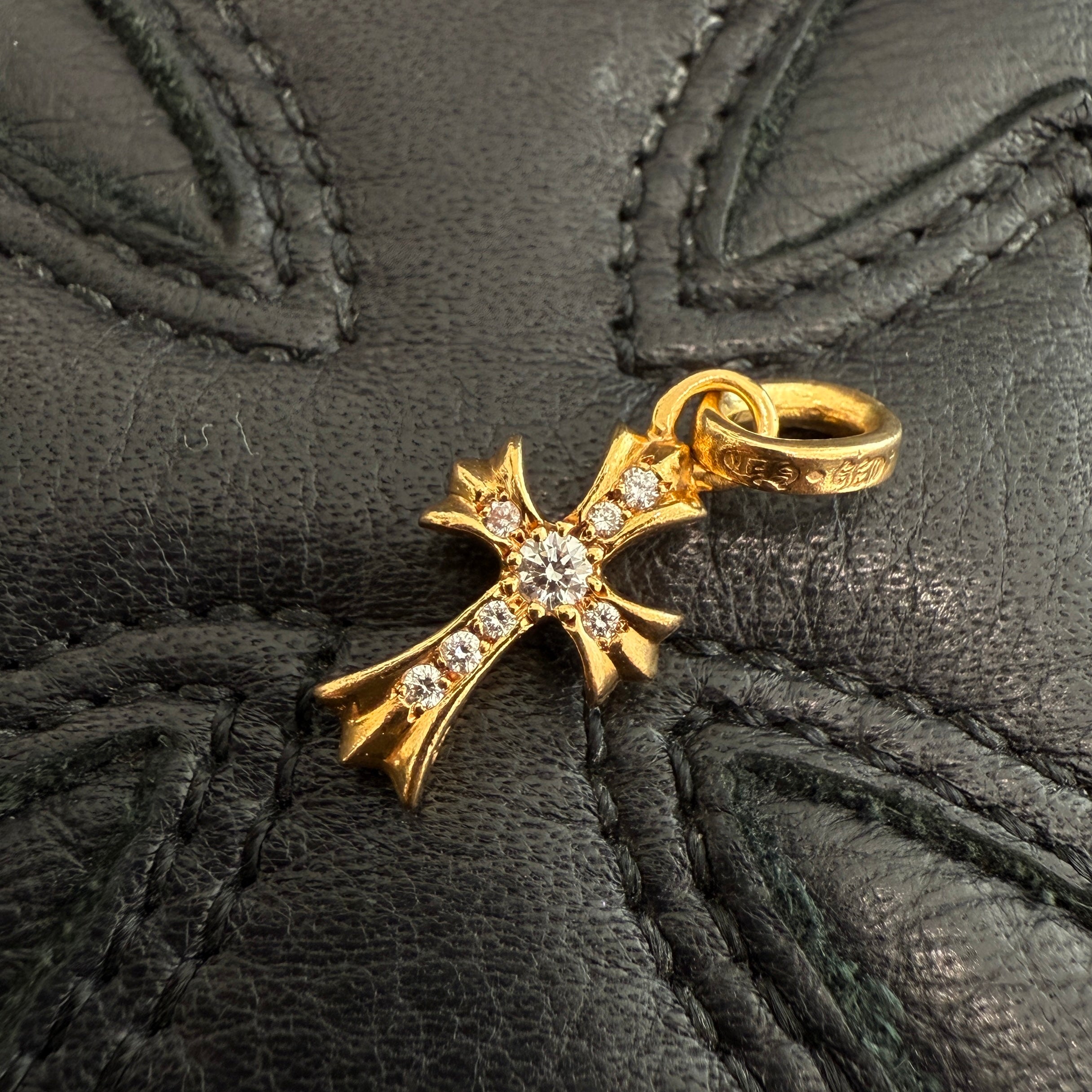 CHROME HEARTS 22K Baby Fat Cross Pave Diamond Pendant Top クロムハーツ 22K ベビーファット クロス パヴェダイヤモンド ペンダントトップ