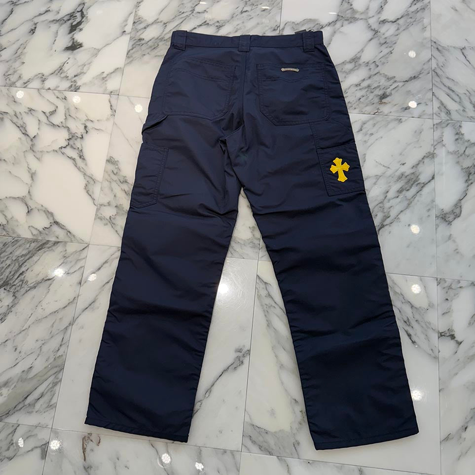 CHROME HEARTS Carpenter Leather Double Knee Nylon Leather Cross Patch Pants Size 30 クロムハーツ カーペンター レザーダブルニー ナイロン レザークロスパッチ ロングパンツ サイズ30