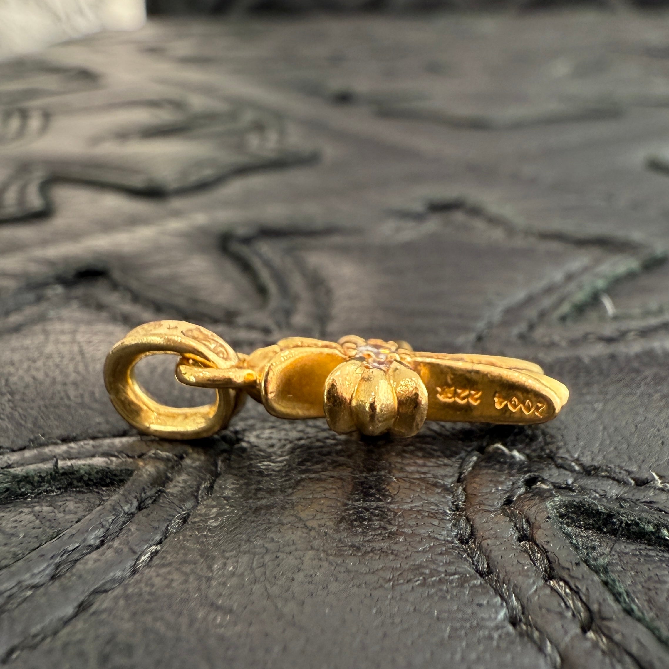 CHROME HEARTS 22K Baby Fat Cross Pave Diamond Pendant Top クロムハーツ 22K ベビーファット クロス パヴェダイヤモンド ペンダントトップ