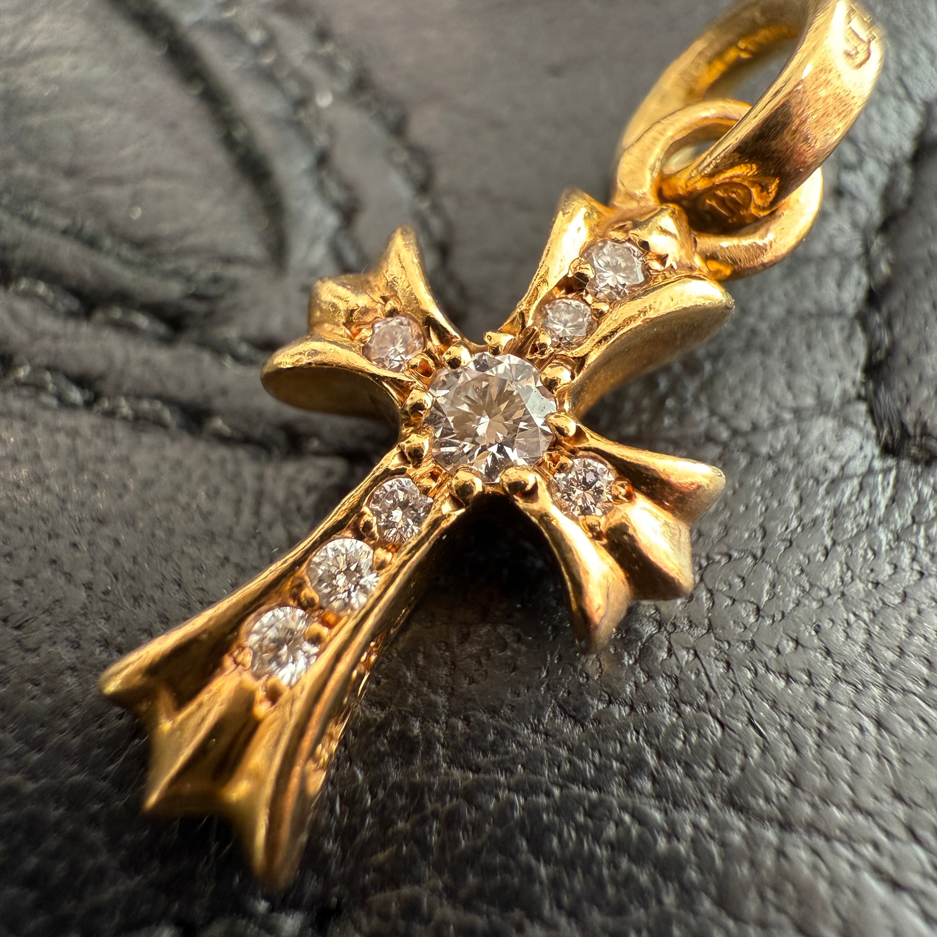 CHROME HEARTS 22K Baby Fat Cross Pave Diamond Pendant Top クロムハーツ 22K ベビーファット クロス パヴェダイヤモンド ペンダントトップ