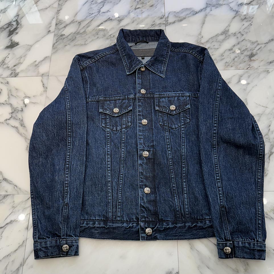 CHROME HEARTS Cross Ball Button MOTO BREATH Denim Jacket Size S クロムハーツ クロスボールボタン モーターブレス デニムジャケット サイズS