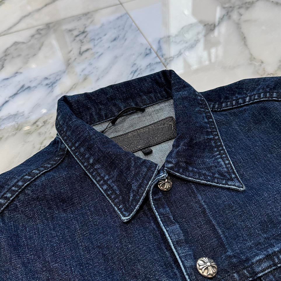 CHROME HEARTS Cross Ball Button MOTO BREATH Denim Jacket Size S