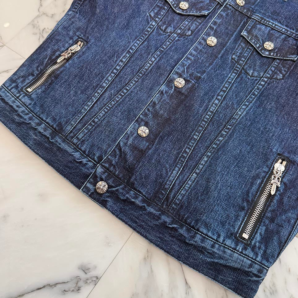 Chrome Hearts クロス模様 デニムジャケット Lサイズ クロムハーツ ブラック デニムジャケット レディース