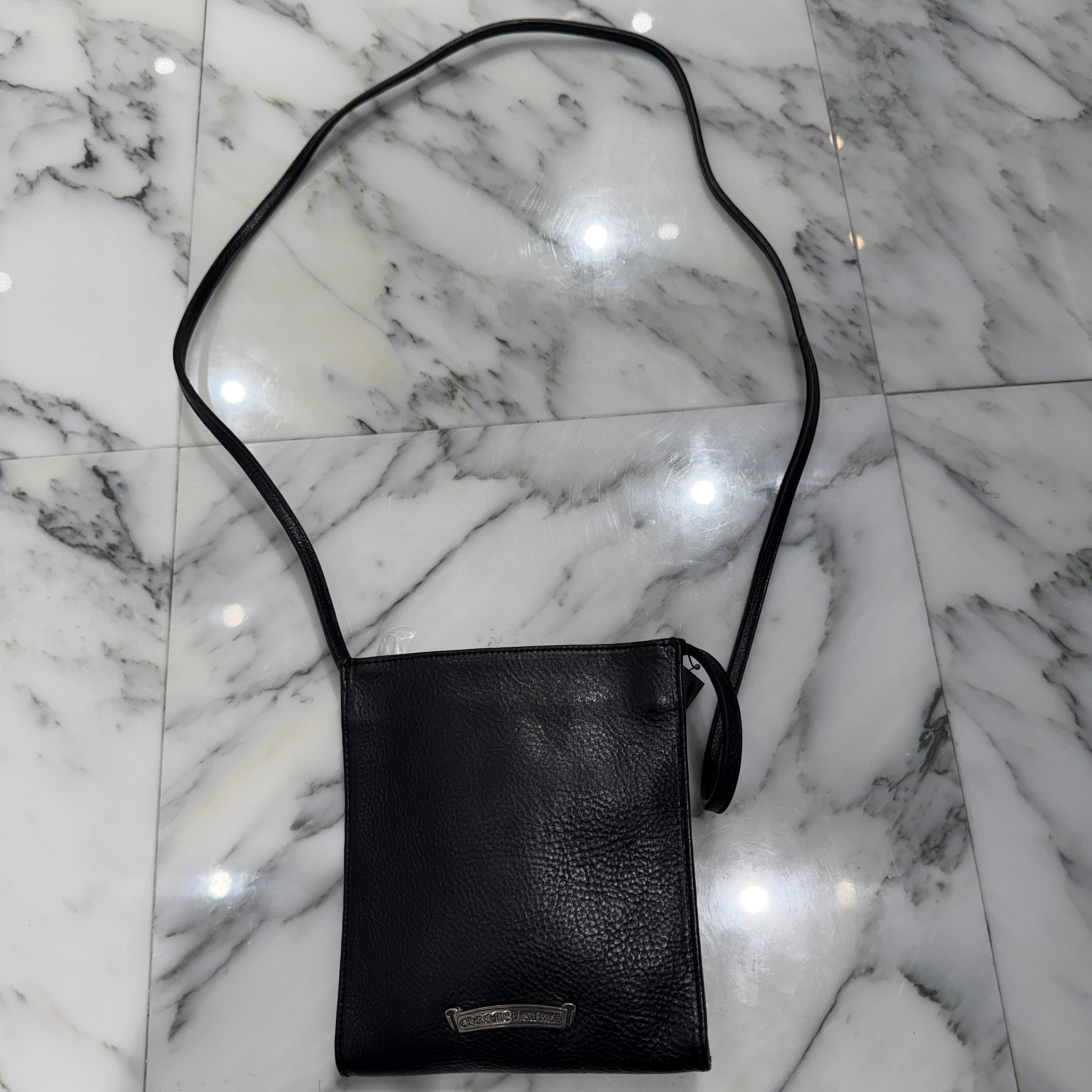 CHROME HEARTS CH Silver Cross Square Pocket Leather Shoulder Bag クロムハーツ CH シルバークロス スクエアポケット レザーショルダーバッグ