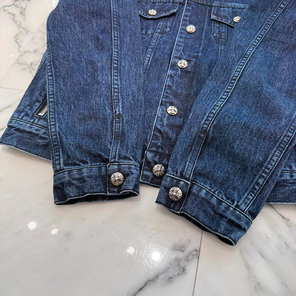 CHROME HEARTS Cross Ball Button MOTO BREATH Denim Jacket Size S クロムハーツ クロスボールボタン モーターブレス デニムジャケット サイズS