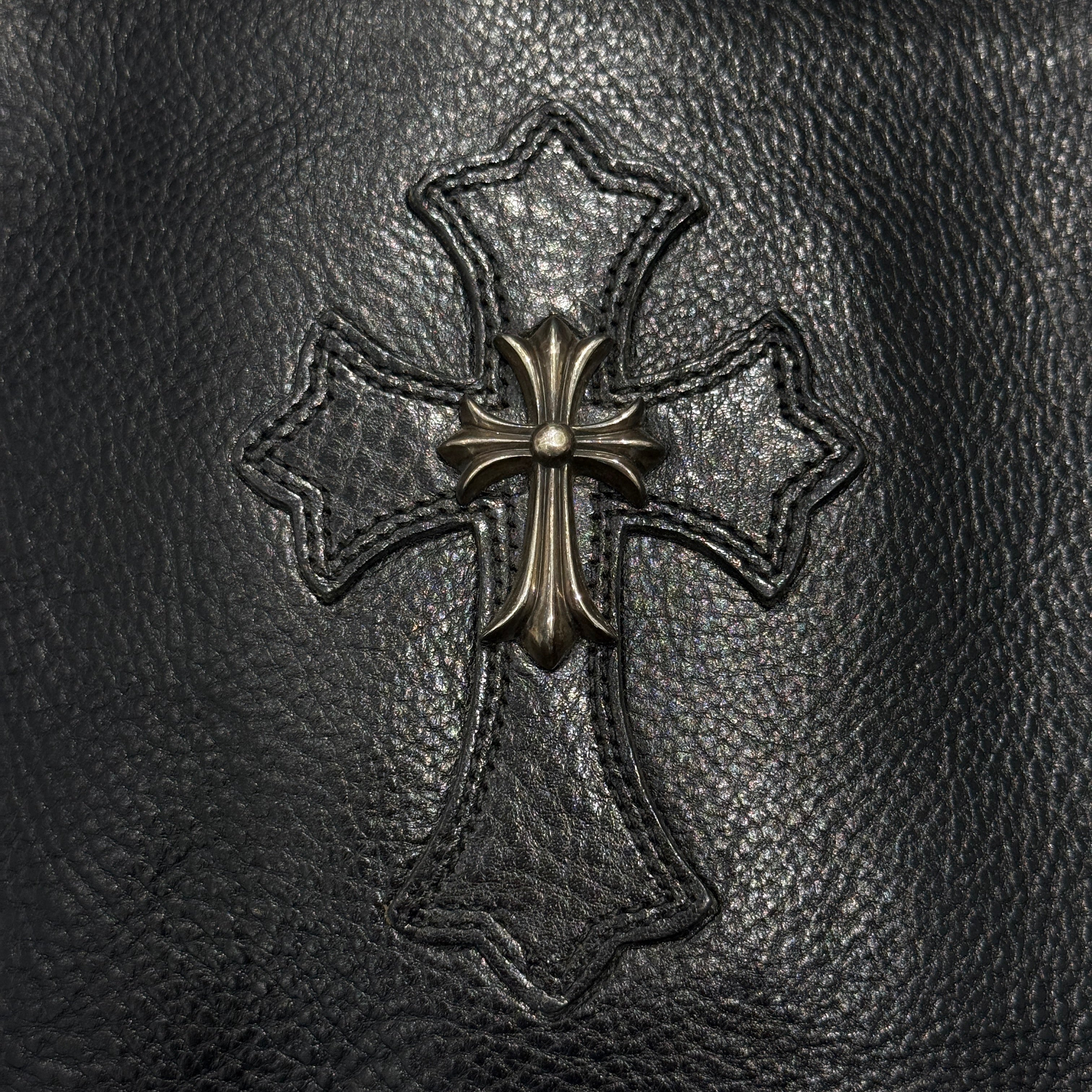 CHROME HEARTS CH Silver Cross Square Pocket Leather Shoulder Bag クロムハーツ CH シルバークロス スクエアポケット レザーショルダーバッグ