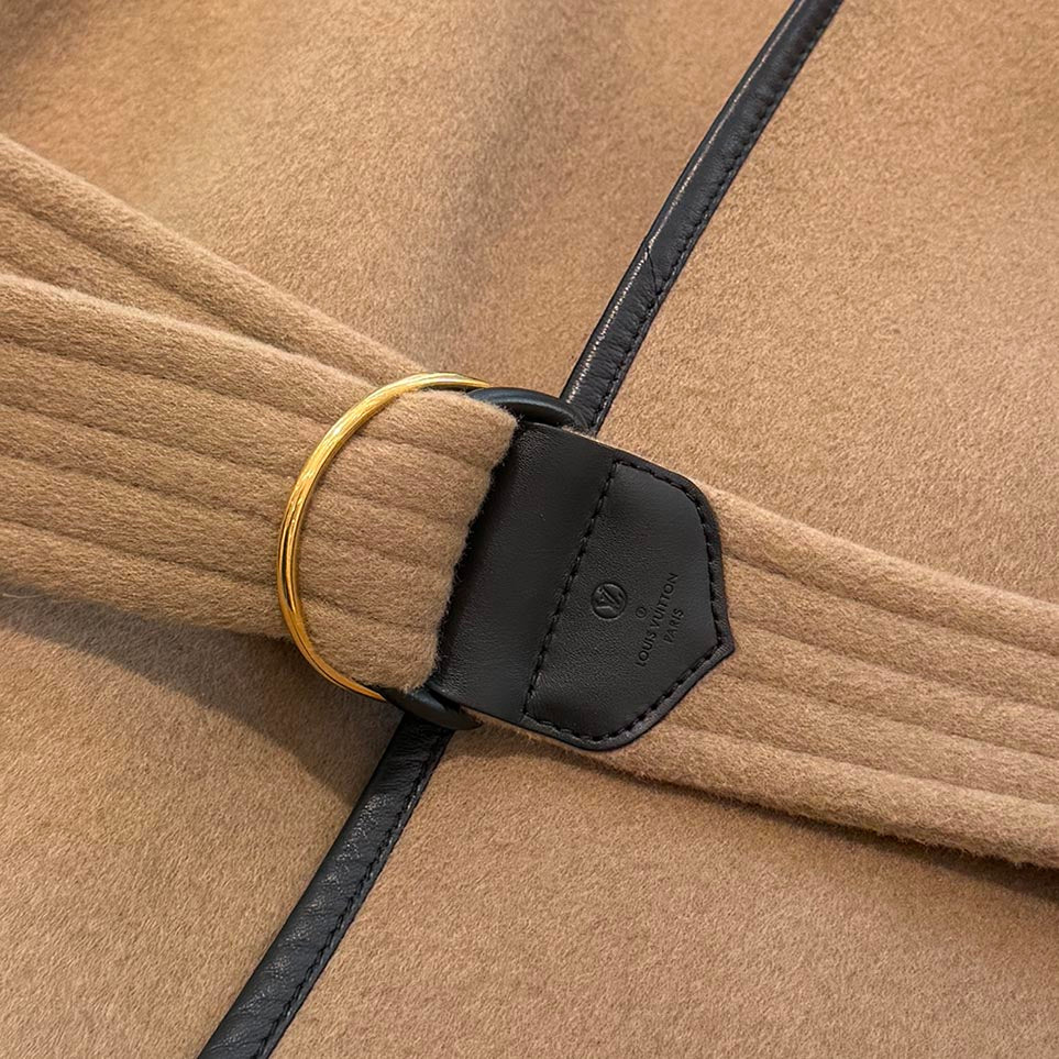 LOUIS VUITTON Belted Double Face Hooded Wrap Coat FKC013NUV Size 34 ルイヴィトン ベルテッド ダブルフェイス フーデット ラップコート サイズ34