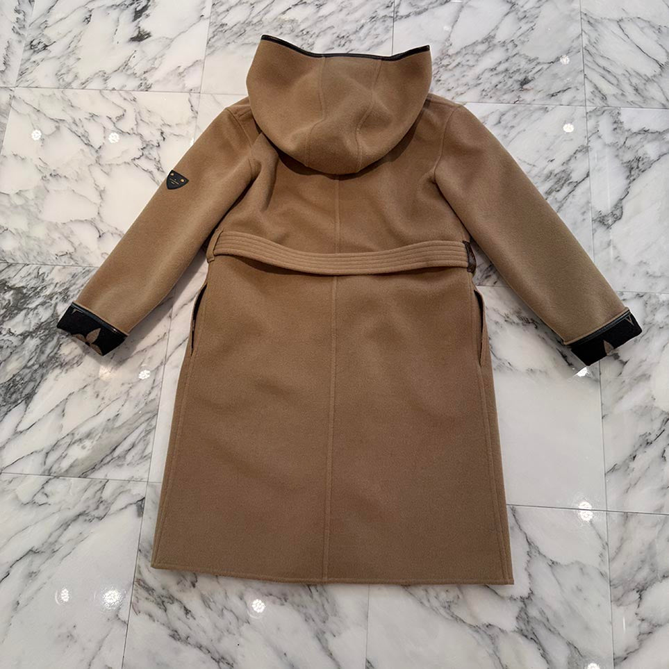 LOUIS VUITTON Belted Double Face Hooded Wrap Coat FKC013NUV Size 34 ルイヴィトン ベルテッド ダブルフェイス フーデット ラップコート サイズ34