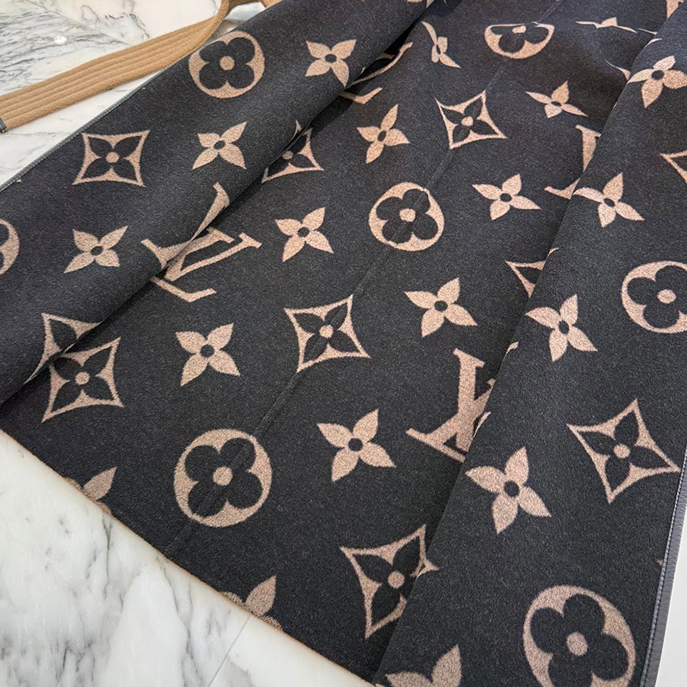 LOUIS VUITTON Belted Double Face Hooded Wrap Coat FKC013NUV Size 34 ルイヴィトン ベルテッド ダブルフェイス フーデット ラップコート サイズ34