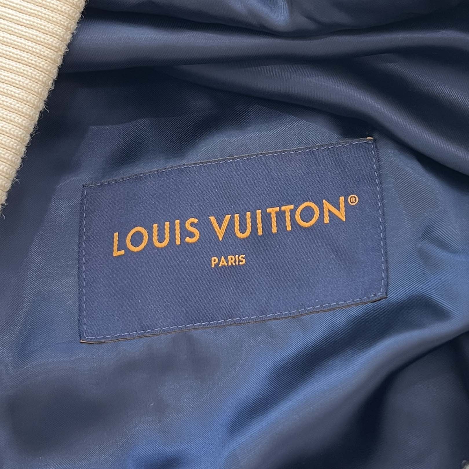LOUIS VUITTON 2023AW Logo Patch Boa Leather Switching Varsity Jacket HPL06X Size 52 ルイヴィトン ロゴパッチ ボアレザー切替 バーシティジャケット サイズ52