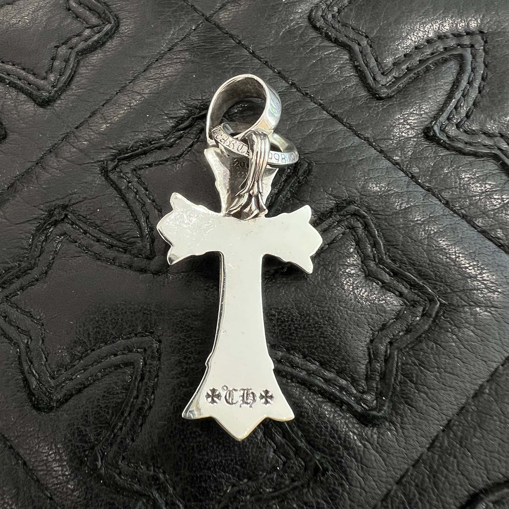 CHROME HEARTS Double CH Cross Small Pendant Top With Bail クロム