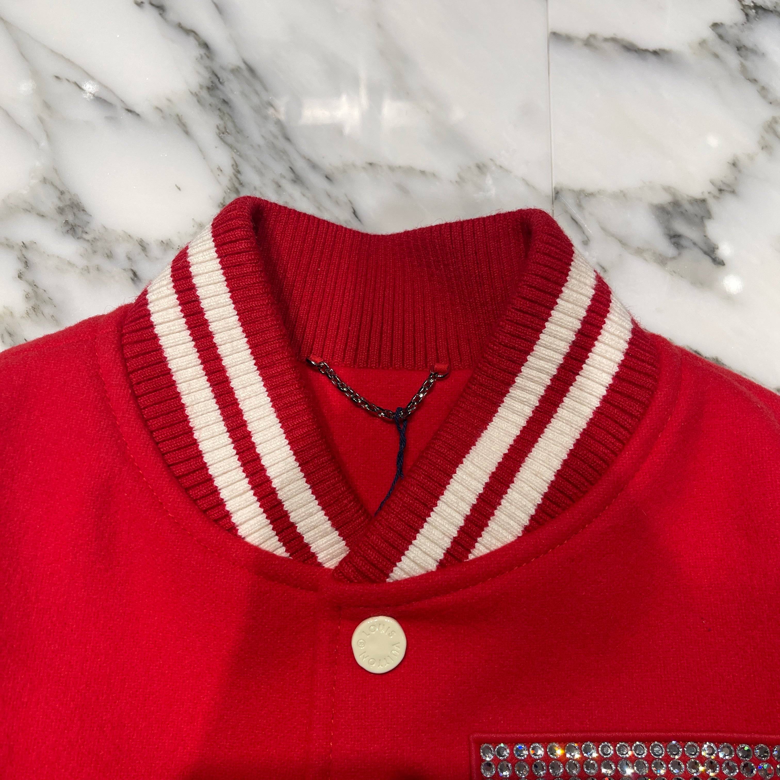 LOUIS VUITTON 2024SS Mixed Leather Varsity Blouson 1AFIQ9 Size 48 ルイヴィトン ミックスレザーバーシティブルゾン サイズ48