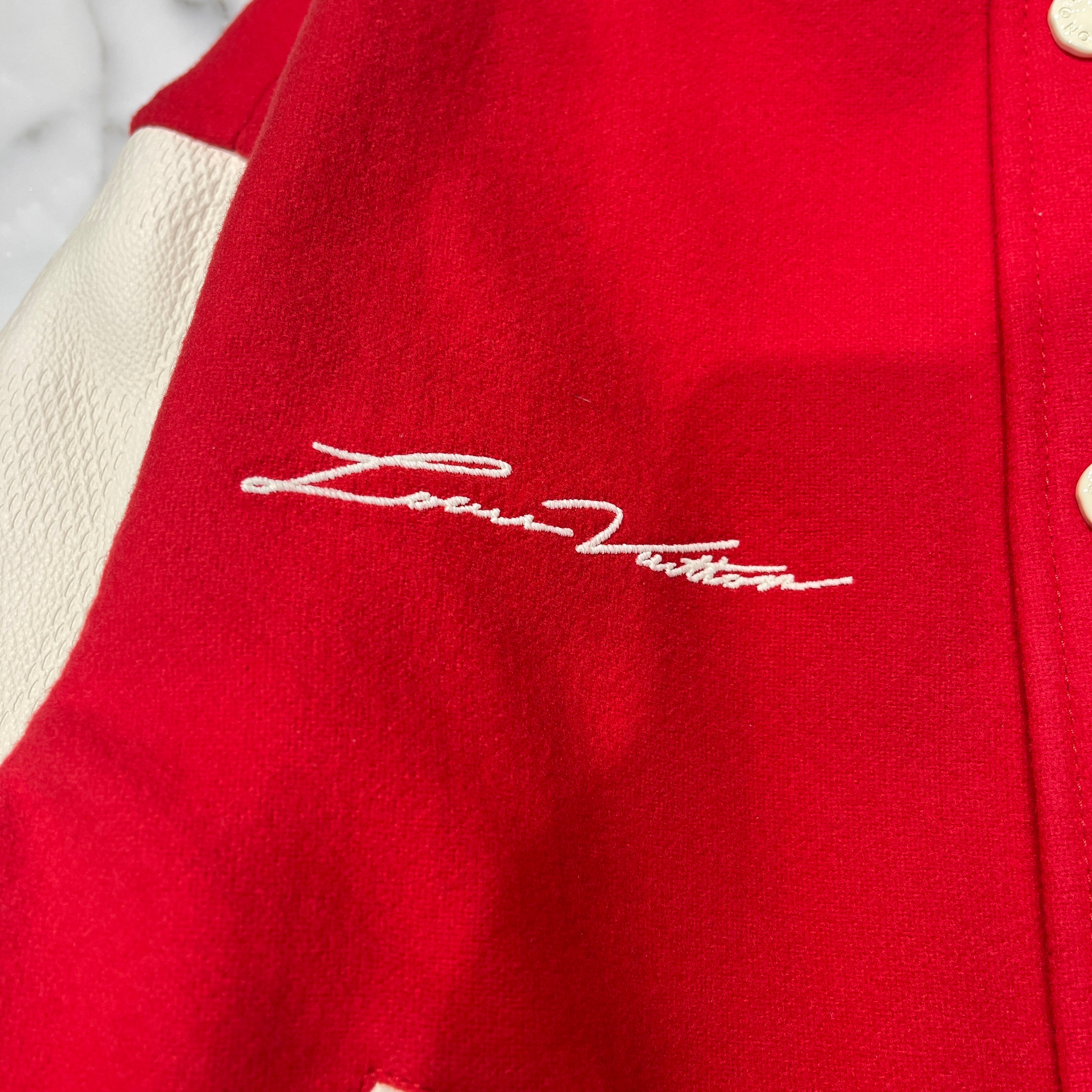 LOUIS VUITTON 2024SS Mixed Leather Varsity Blouson 1AFIQ9 Size 48 ルイヴィトン ミックスレザーバーシティブルゾン サイズ48