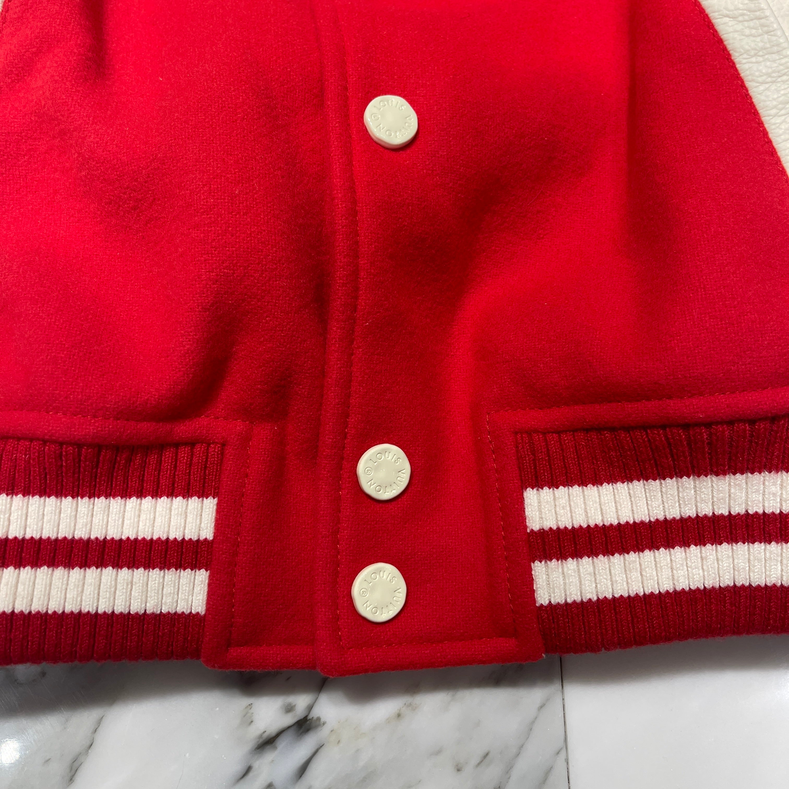 LOUIS VUITTON 2024SS Mixed Leather Varsity Blouson 1AFIQ9 Size 48 ルイヴィトン ミックスレザーバーシティブルゾン サイズ48