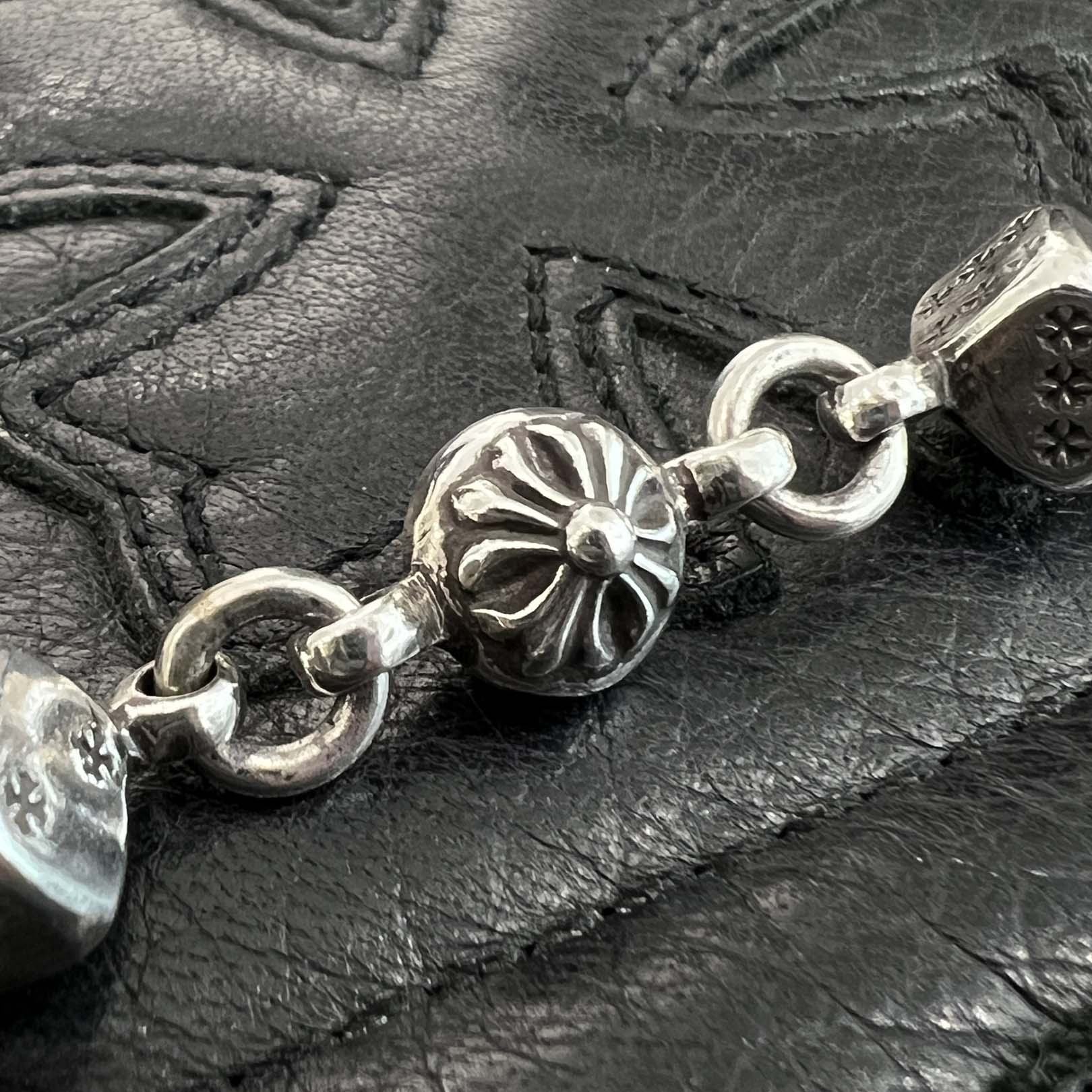 CHROME HEARTS DICE Cross Ball Silver Bracelet Size 9 LINK クロム