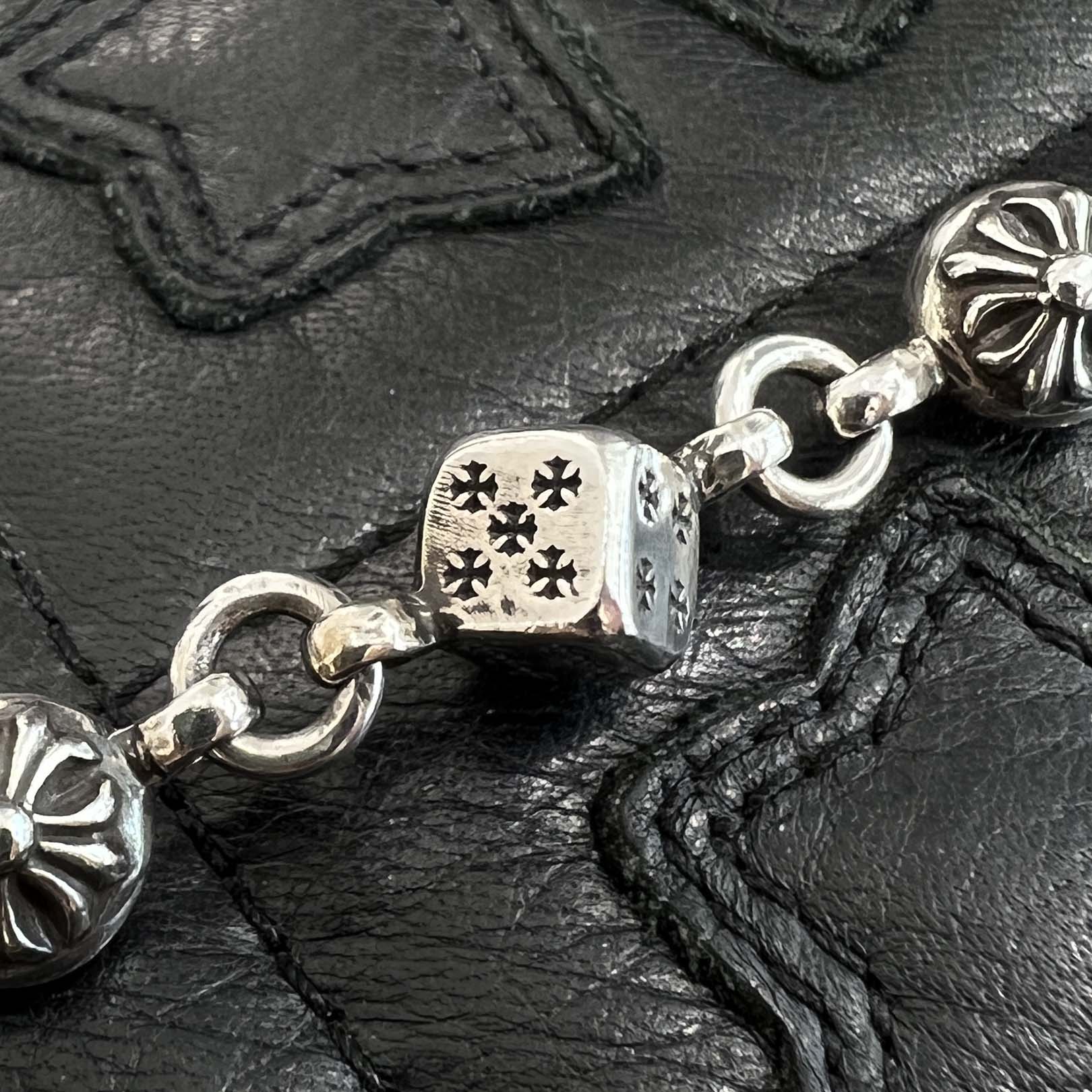 CHROME HEARTS DICE Cross Ball Silver Bracelet Size 9 LINK クロムハーツ ダイス クロスボール シルバー ブレスレット サイズ9リンク