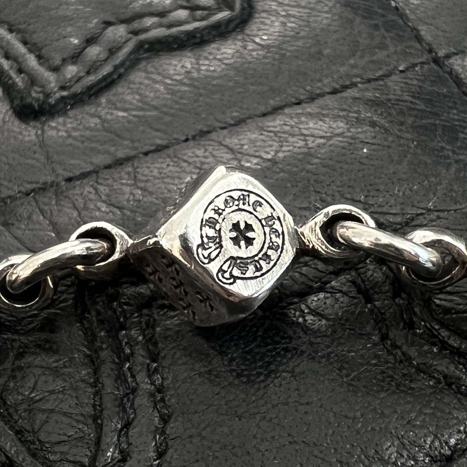 CHROME HEARTS DICE Cross Ball Silver Bracelet Size 9 LINK クロム
