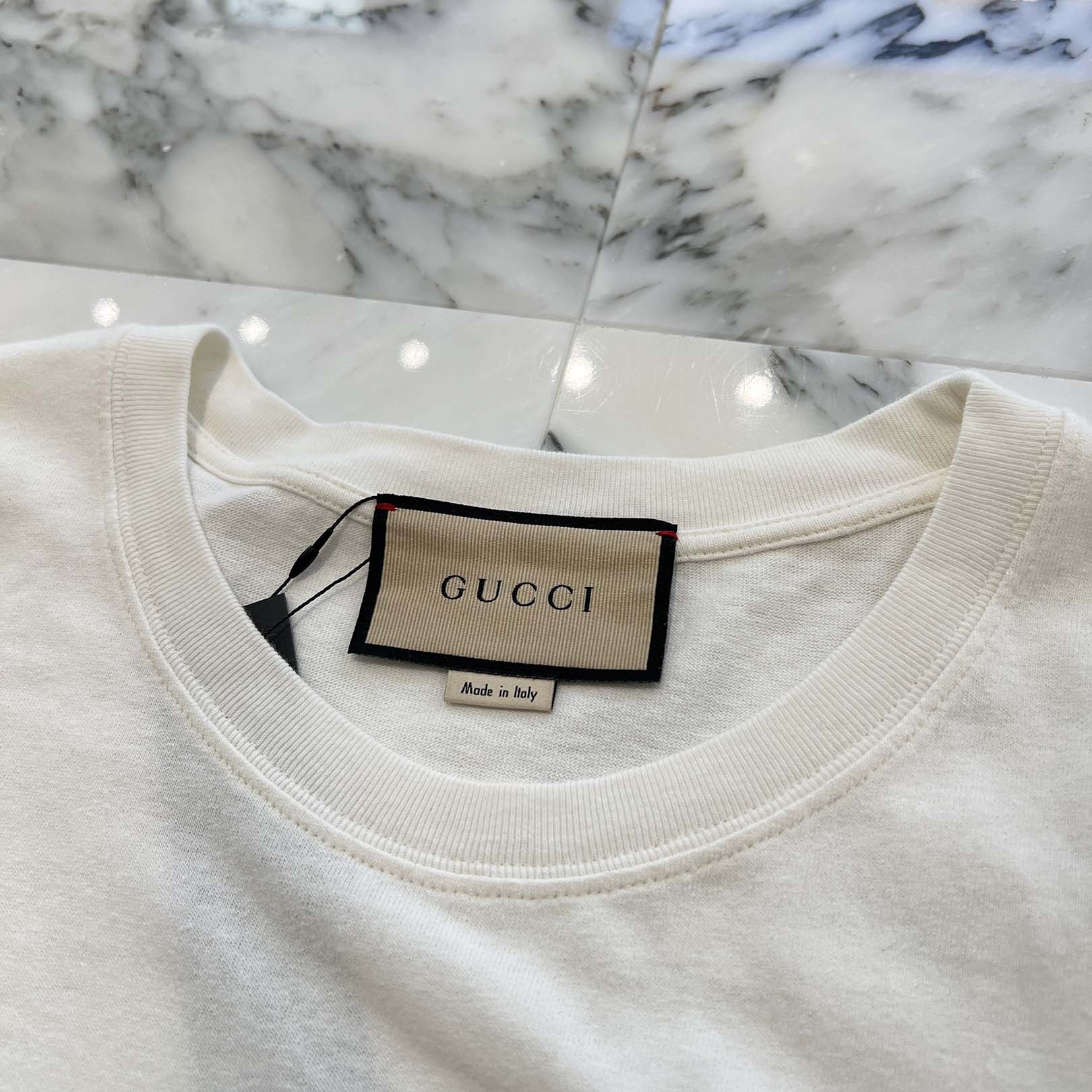 GUCCI 2021SS Interlocking G Stripe Print Cotton Tee 616036 XJDAG