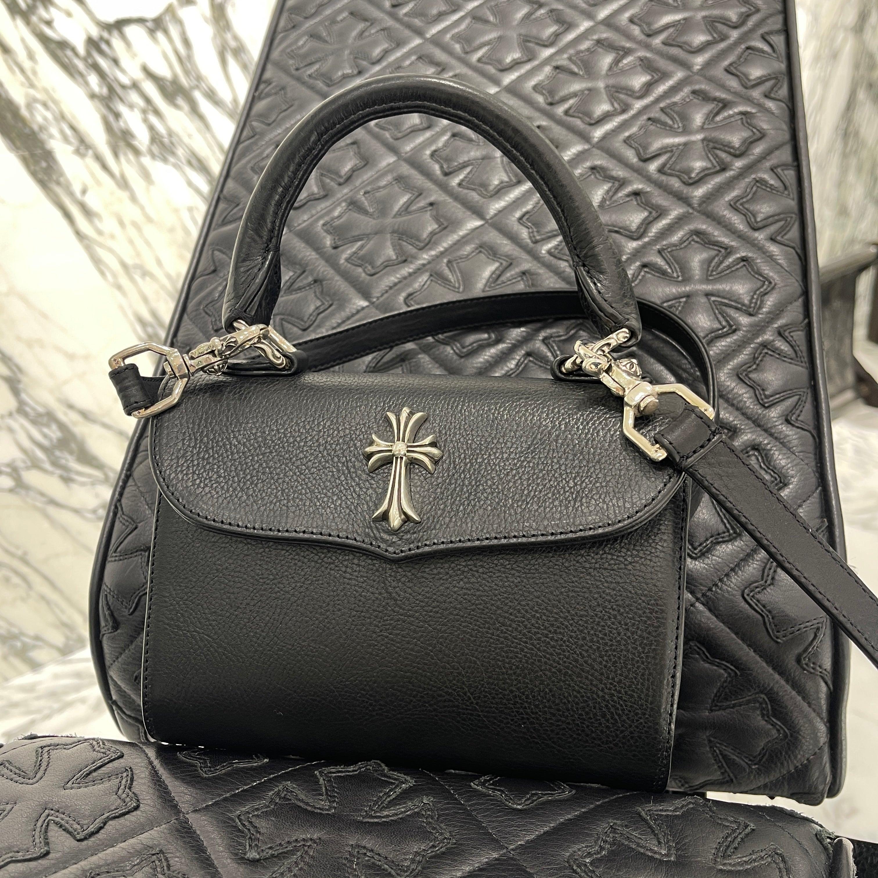 CHROME HEARTS DOC ADAMS CH CROSS 2 WAY LEATHER BAG クロムハーツ ドッグアダムス CHクロス２WAY レザーバッグ ショルダーバッグ トートバッグ