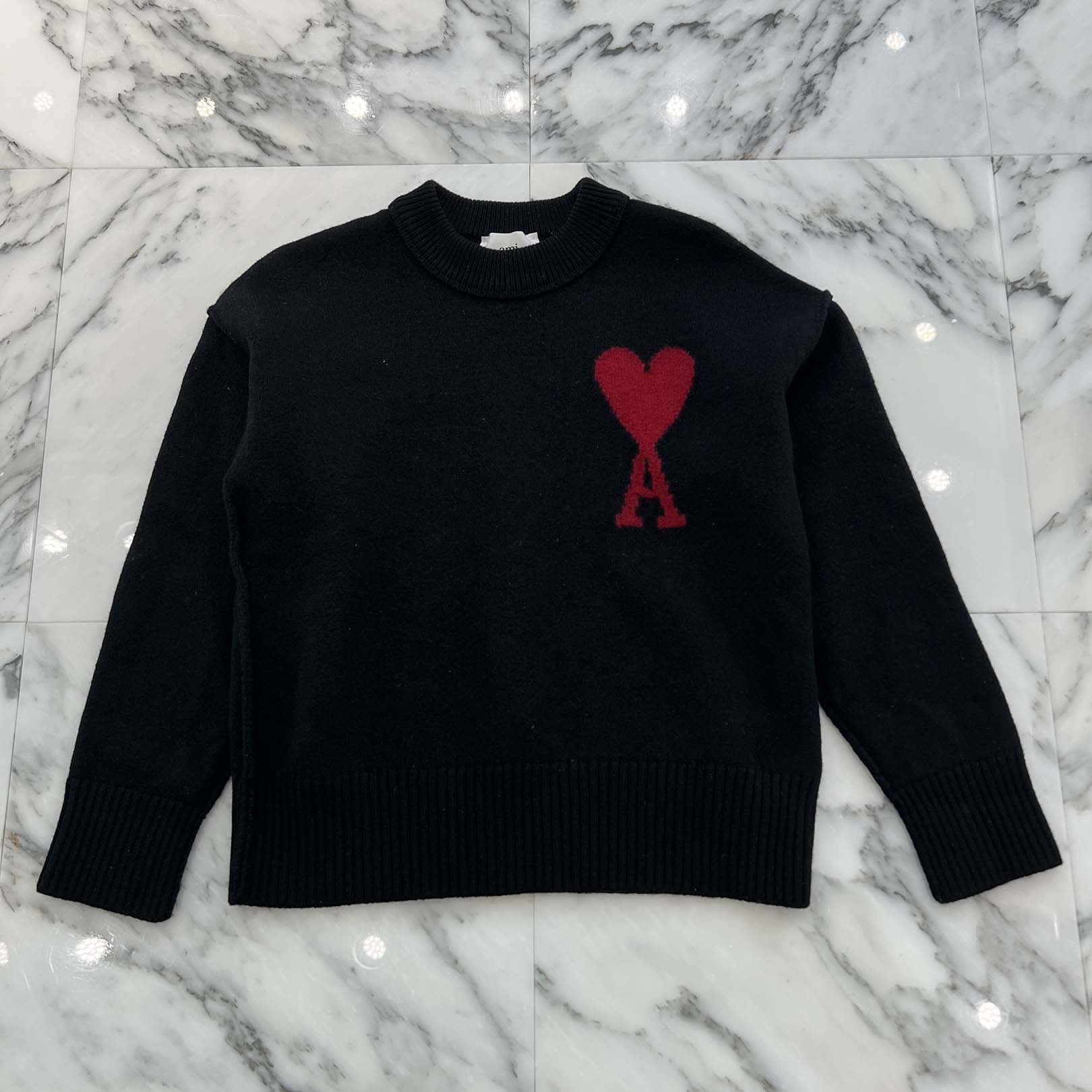 AMI PARIS Merino Wool Felt Knit Sweater BFUKS006.018 Size S アミパリス メリノウールフェルトニット セーター サイズS