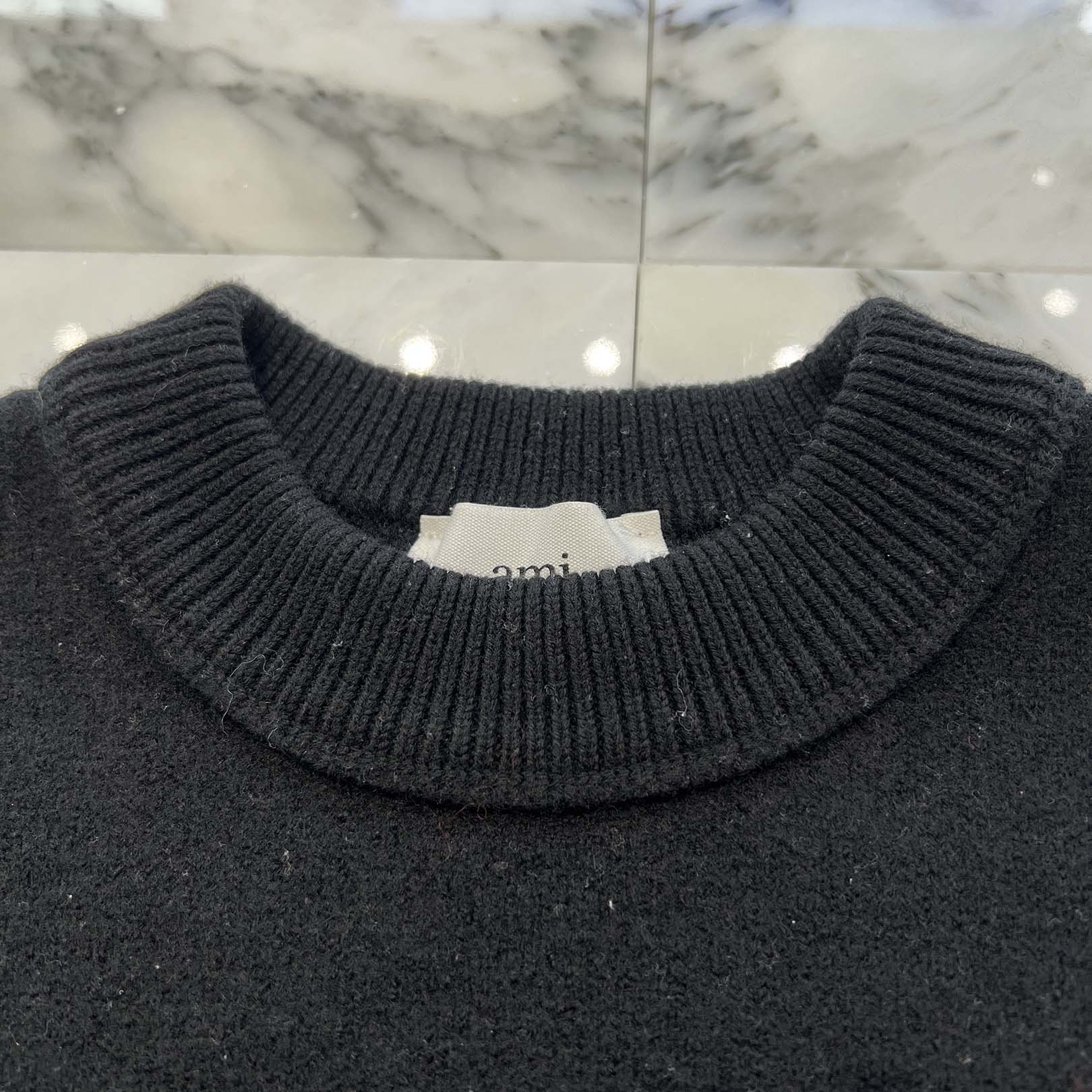 AMI PARIS Merino Wool Felt Knit Sweater BFUKS006.018 Size S アミパリス メリノウールフェルトニット セーター サイズS