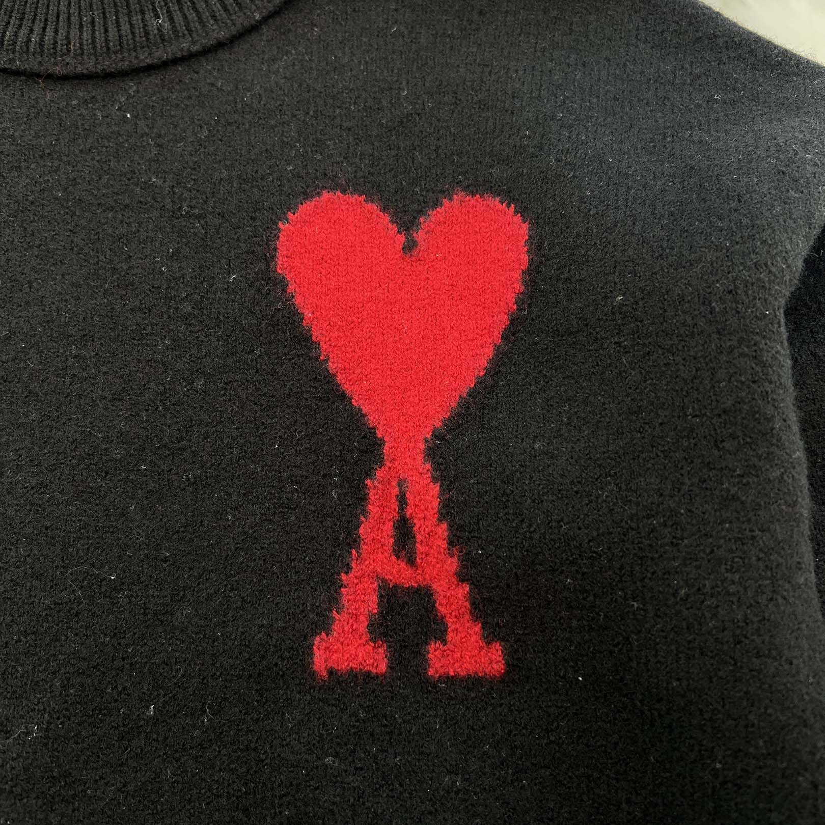 AMI PARIS Merino Wool Felt Knit Sweater BFUKS006.018 Size S アミパリス メリノウールフェルトニット セーター サイズS