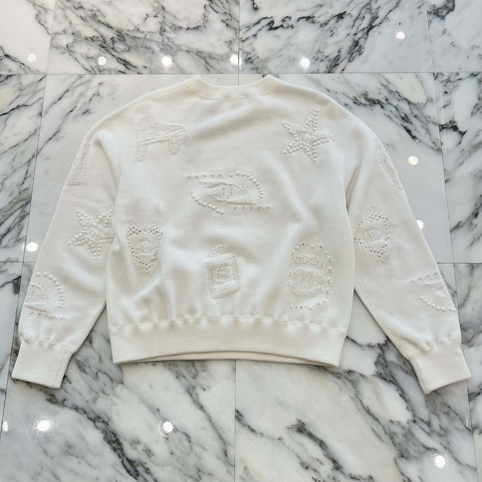 CHANEL Coco Mark Multi Motif Embroidery Knit Sweater Size 36 シャネル ココマーク マルチモチーフ刺繍 ニットセーター サイズ36