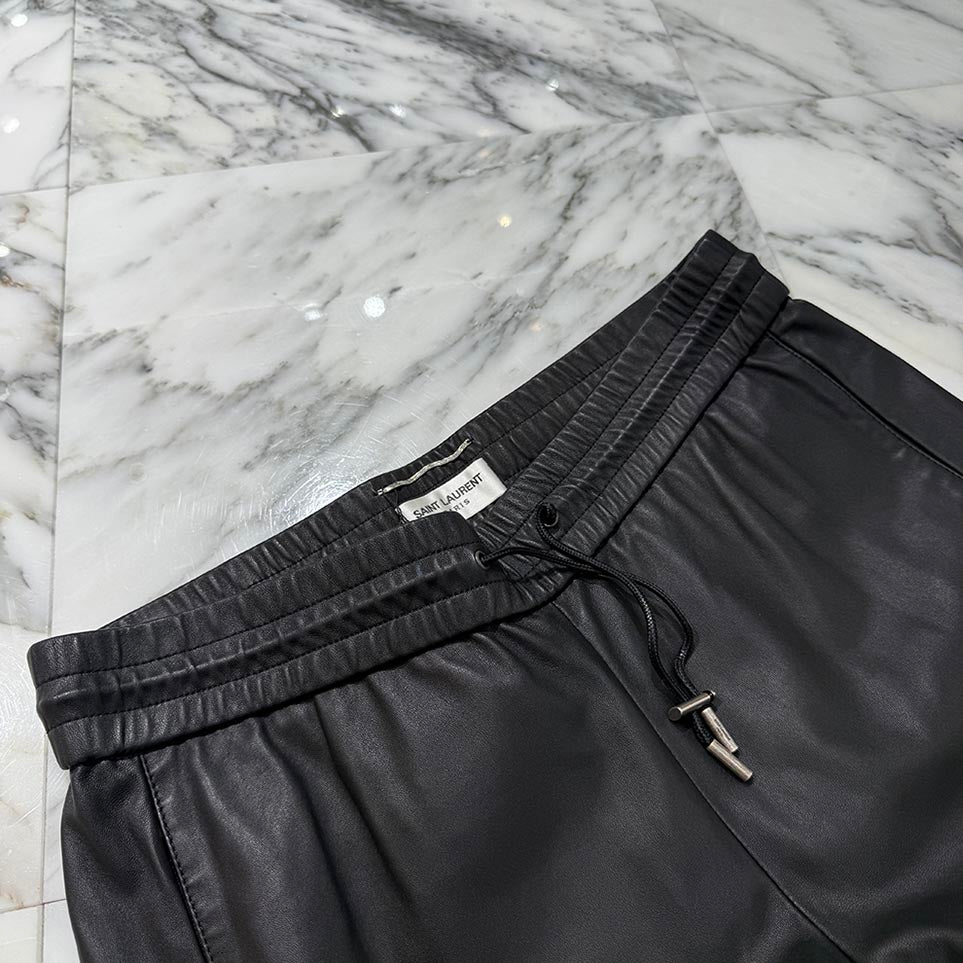 SAINT LAURENT PARIS 2021SS Lamb Leather Track Pants 664566 YC2MS Size 50 サンローランパリ ラムレザー トラック パンツ サイズ50