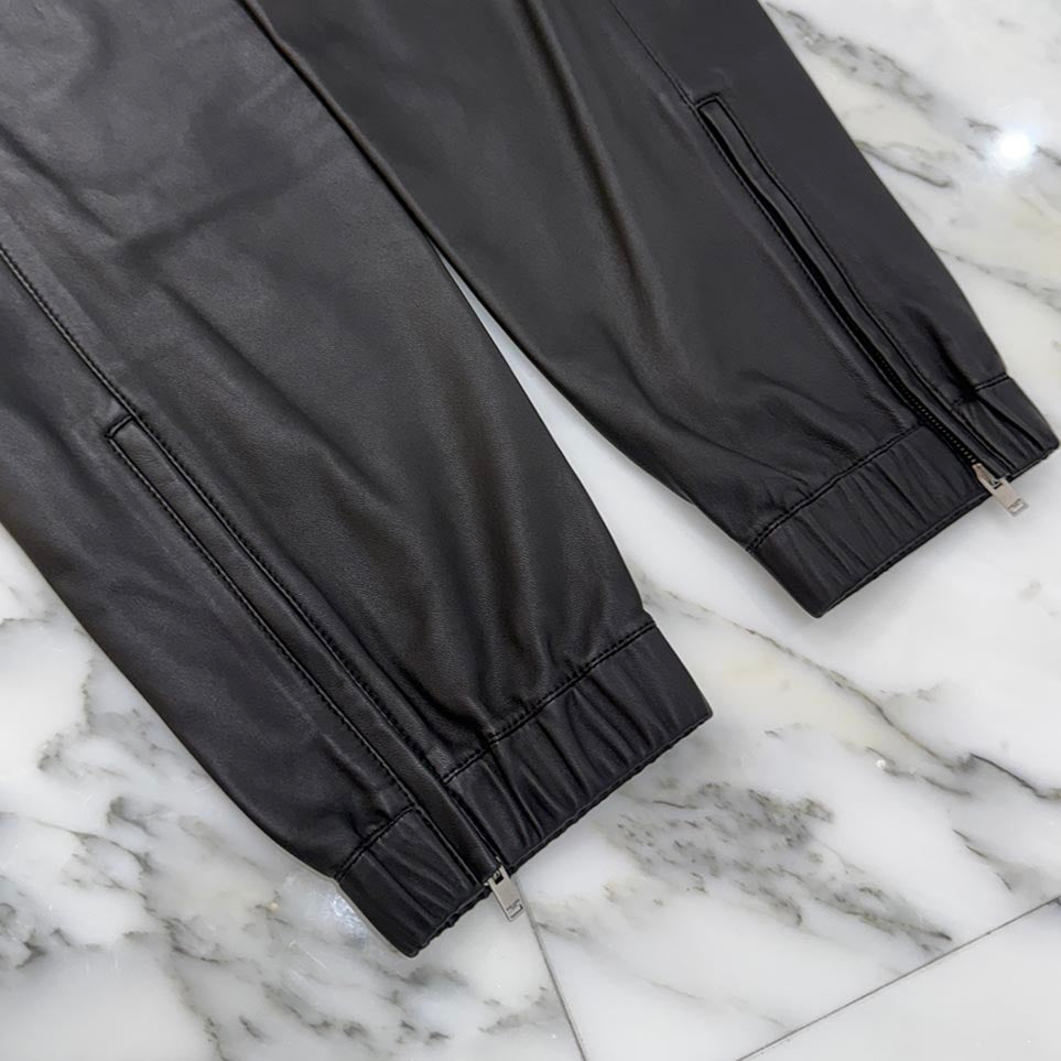 SAINT LAURENT PARIS 2021SS Lamb Leather Track Pants 664566 YC2MS Size 50 サンローランパリ ラムレザー トラック パンツ サイズ50